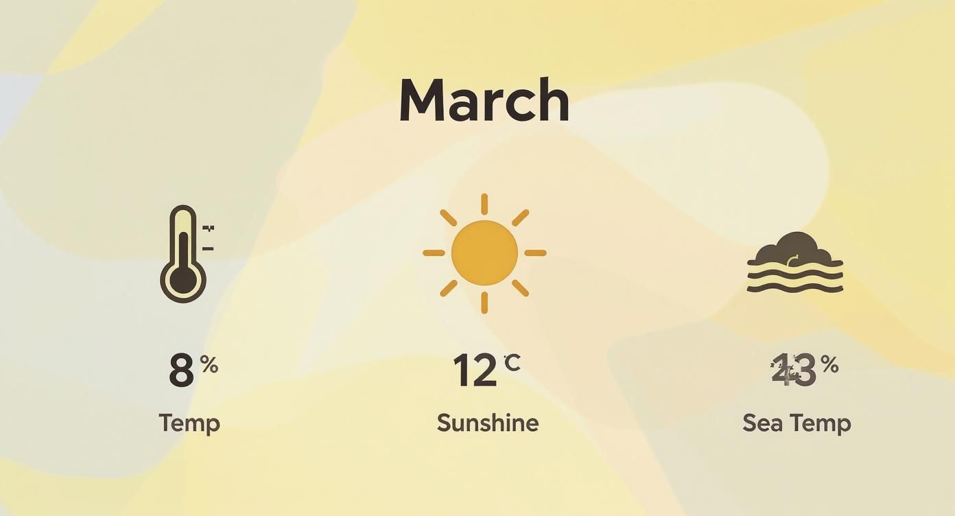 Infographic about cyprus weather in march