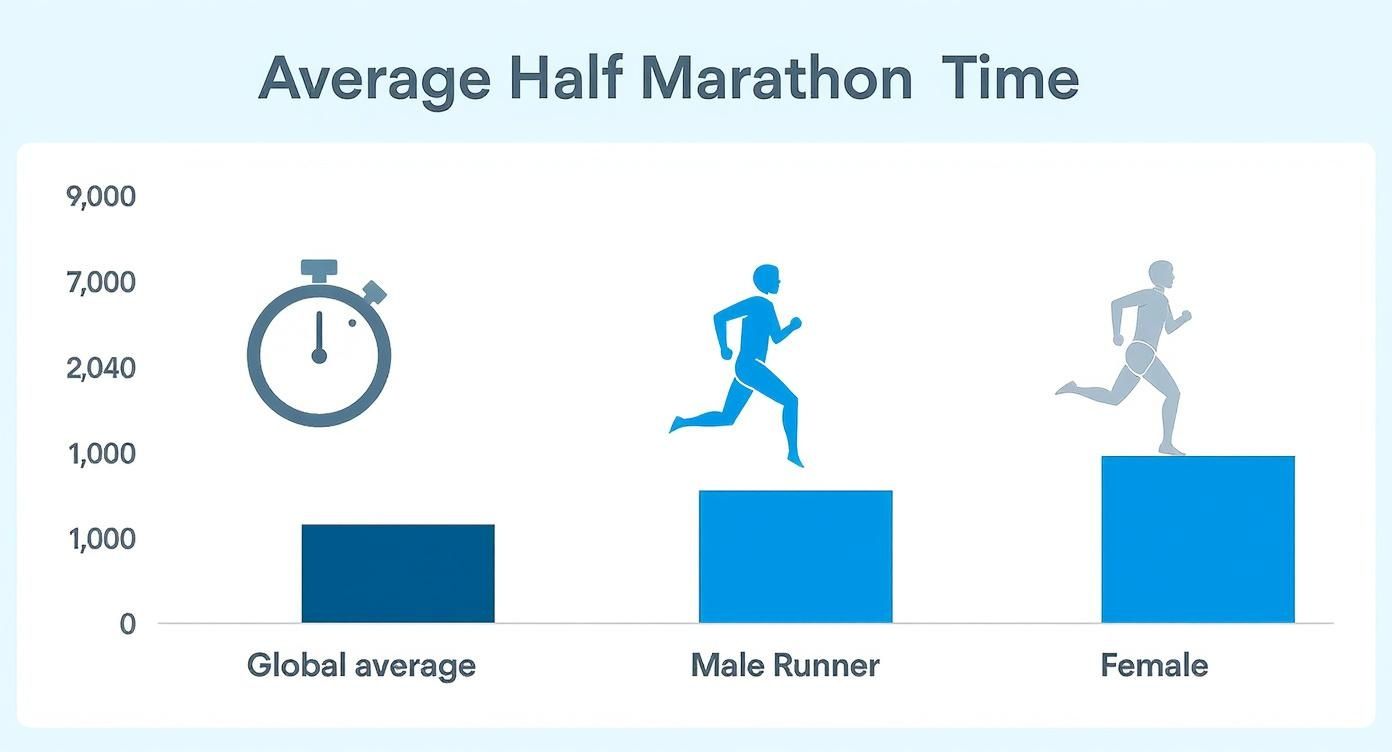 Infographic about average half marathon time