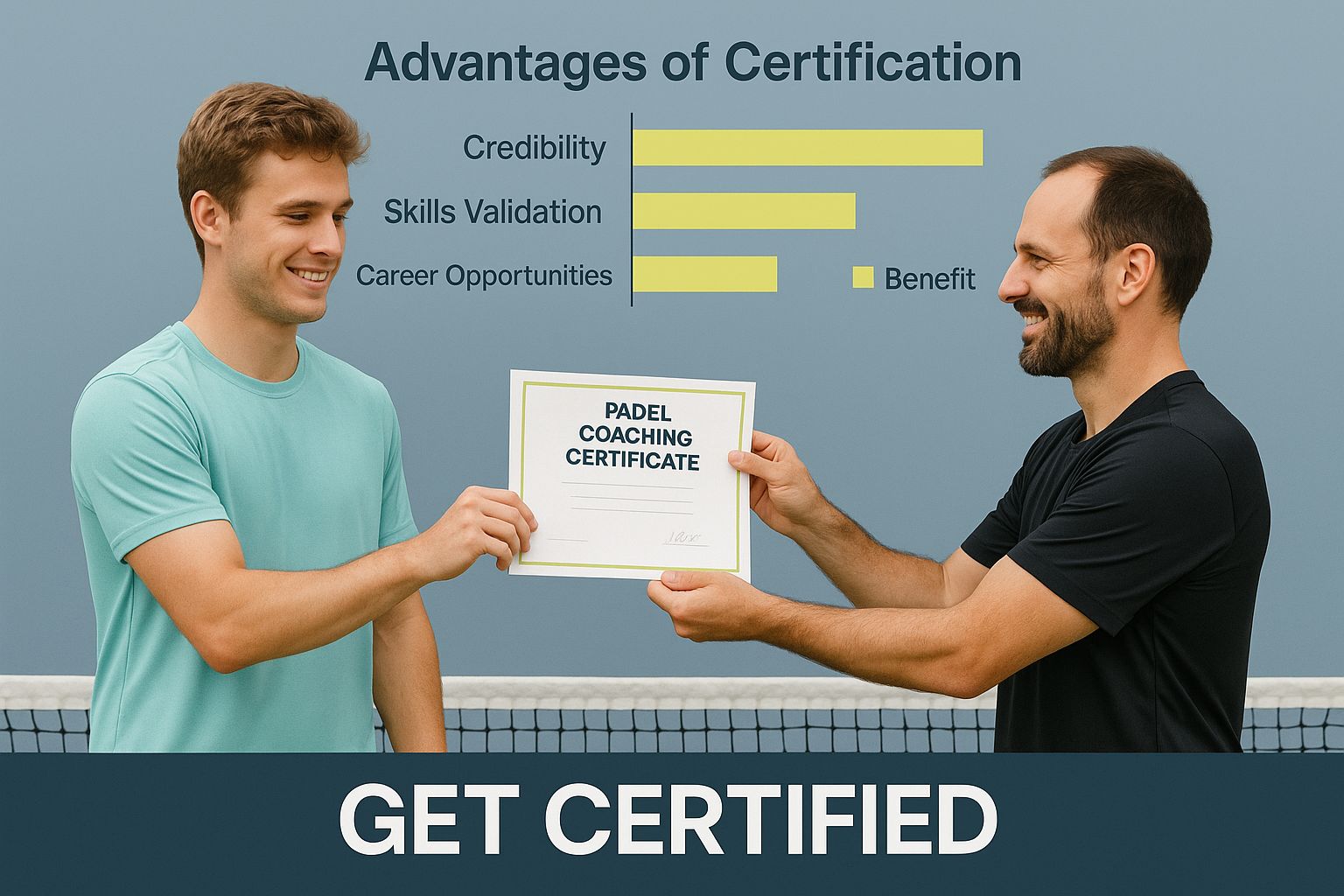Infographic showing that becoming a certified padel coach is a key milestone for professional opportunities.