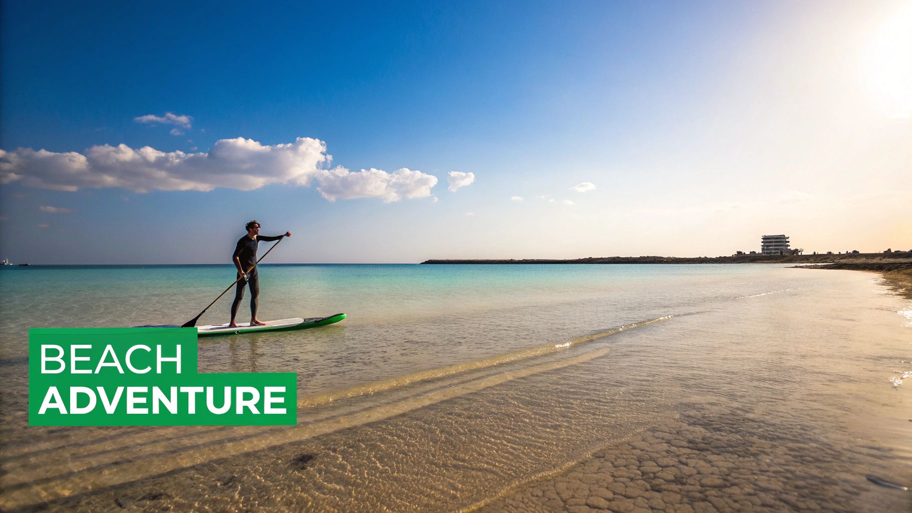 A group of friends enjoying water sports on the vibrant turquoise waters of Nissi Beach.