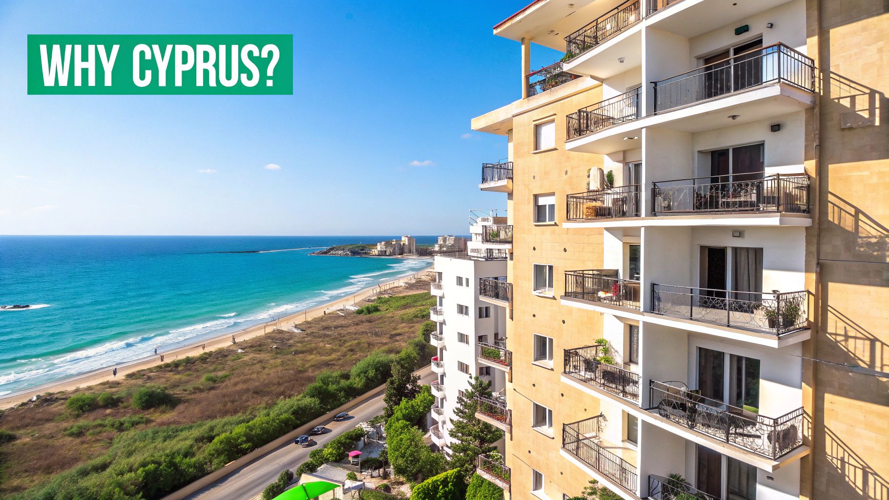 A scenic view of a coastal city in Cyprus