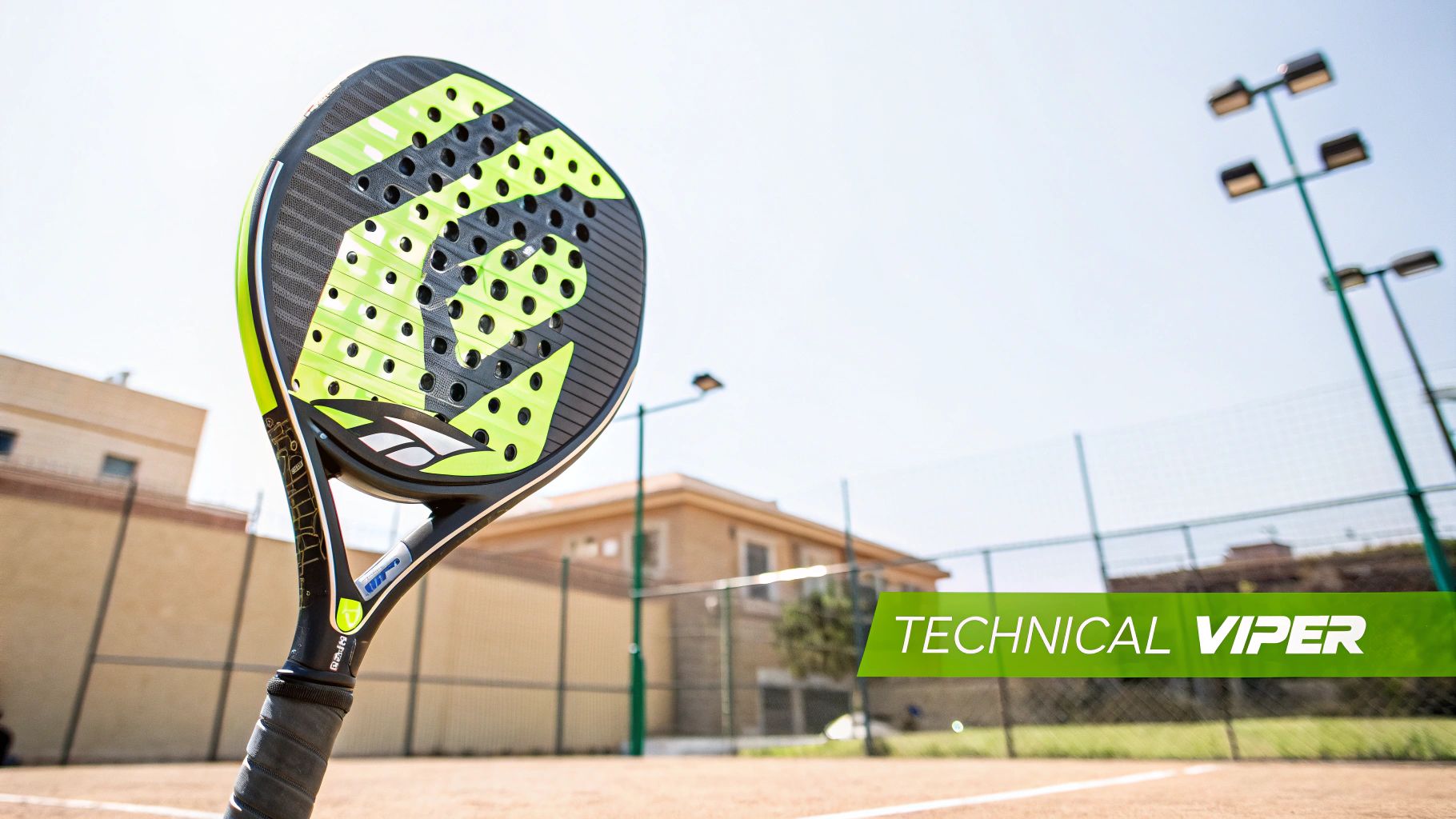 The Babolat Technical Viper padel racquet against a dark background