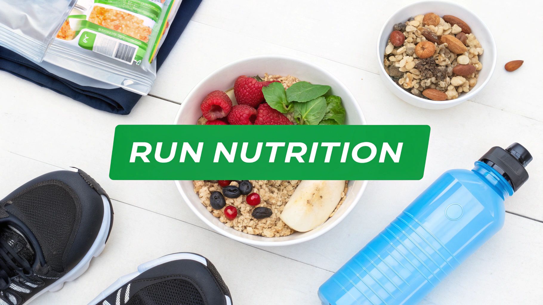 A runner drinking water from a bottle while stretching.