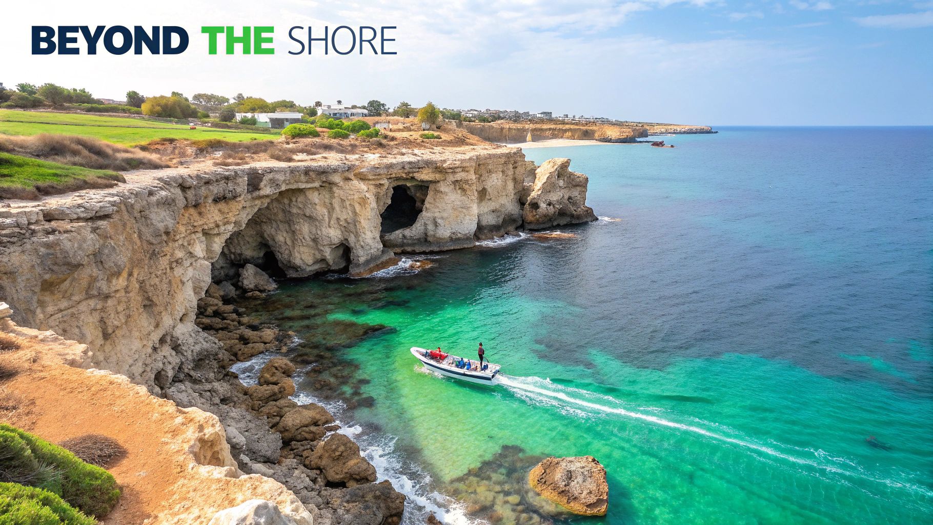 A stunning view of the sea caves at Cape Greco National Forest Park in Cyprus.