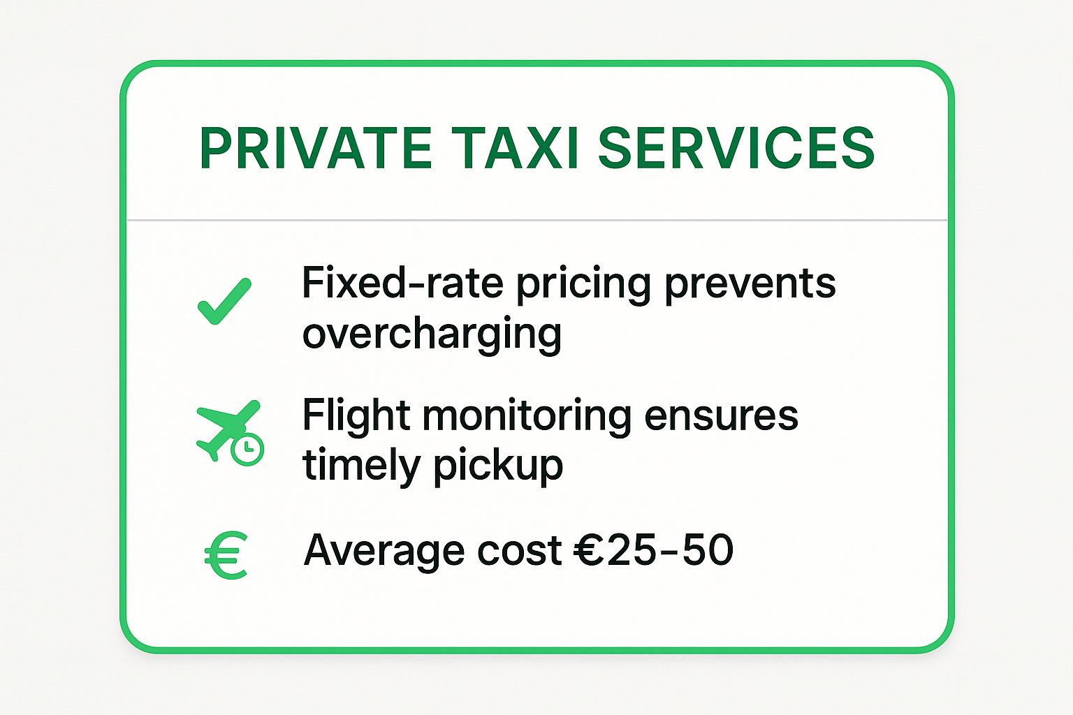 Infographic showing key data about Private Taxi Services (Pre-booked)