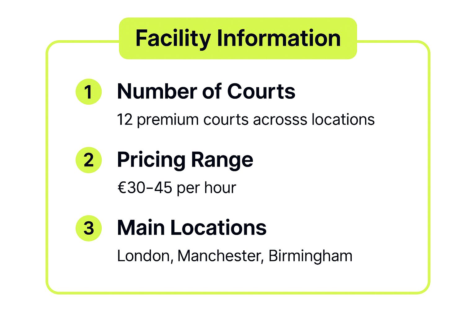 Infographic showing key data about Padel Royale UK