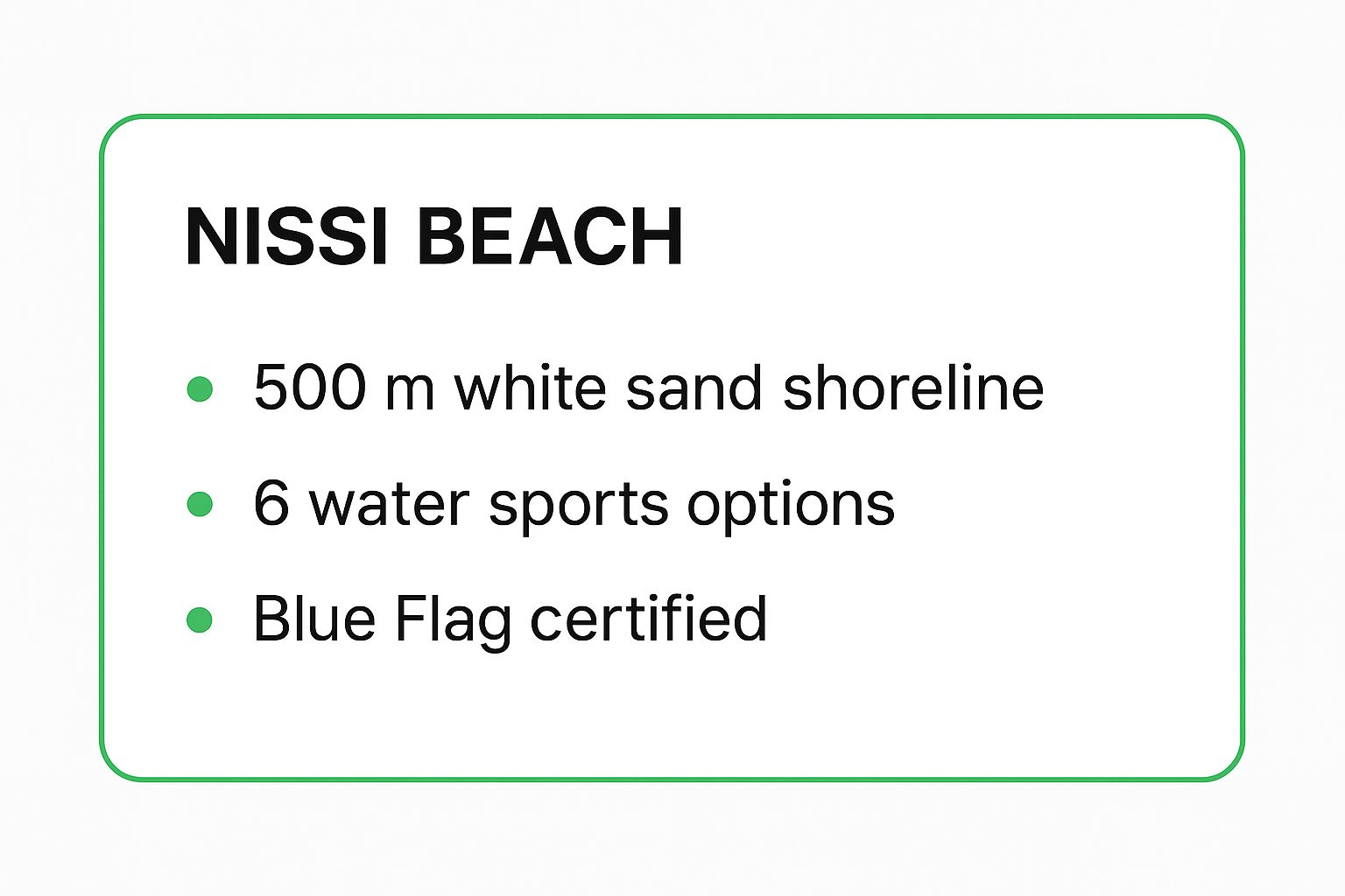 Infographic showing key data about Nissi Beach
