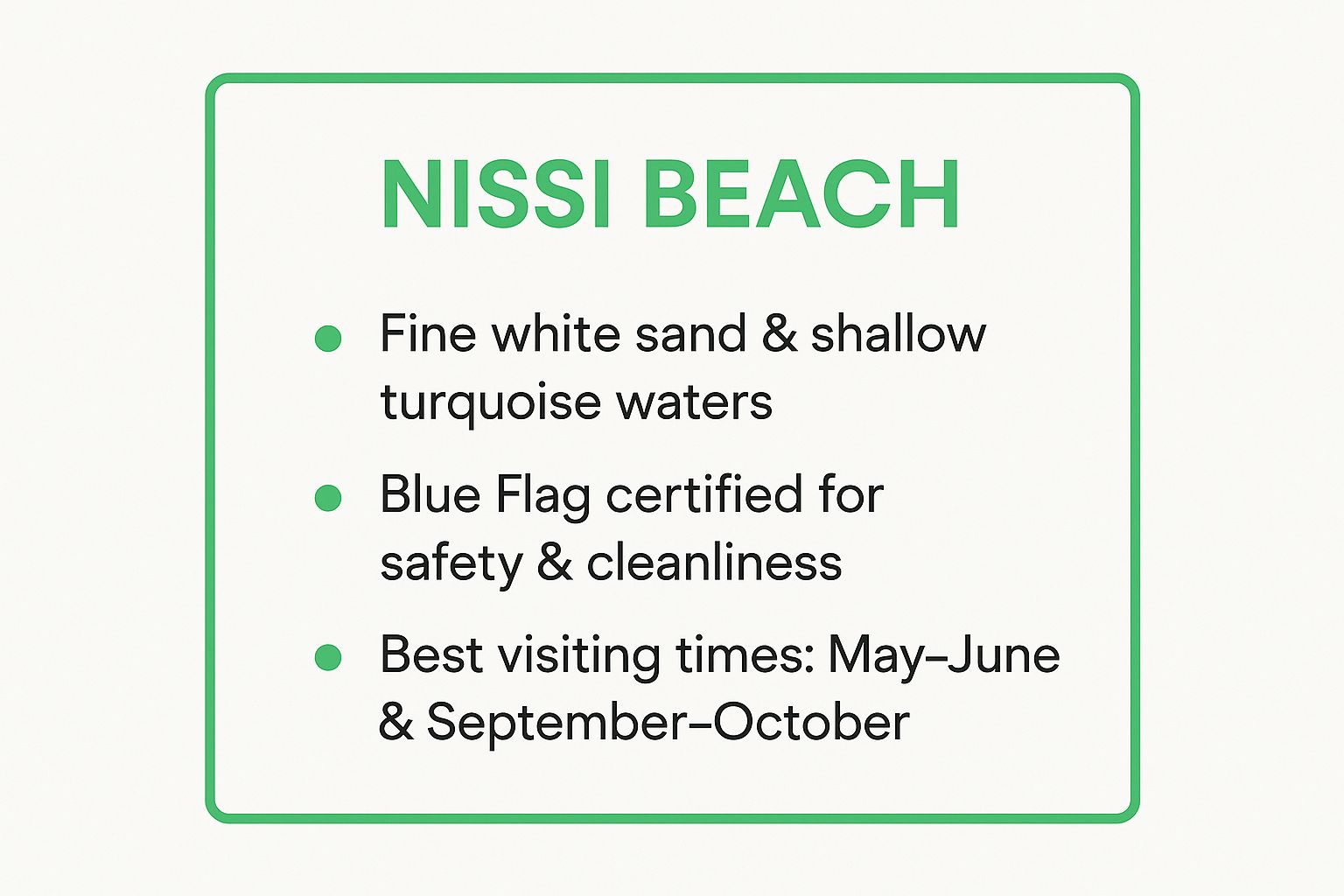 Infographic showing key data about Nissi Beach