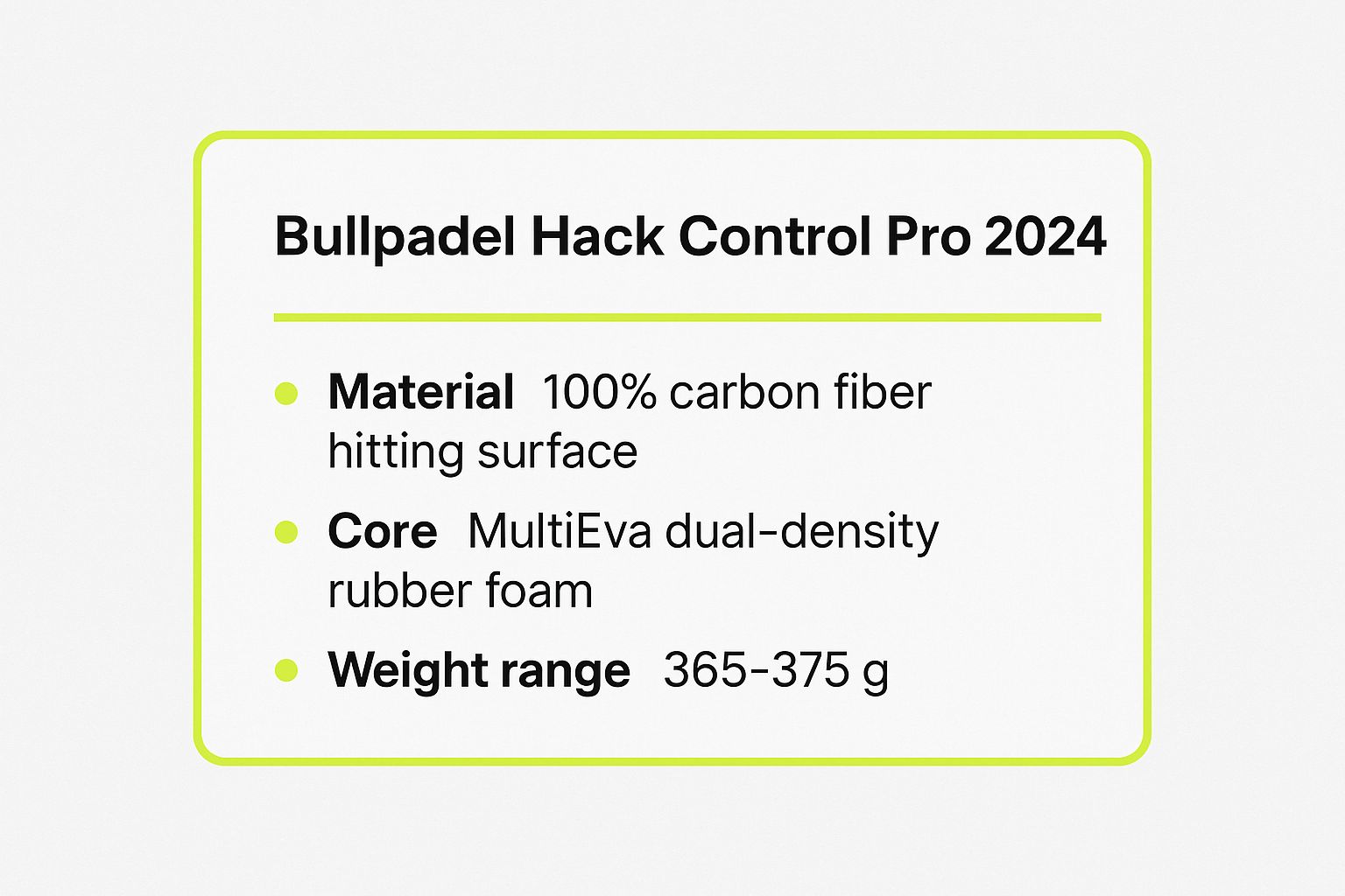 Infographic showing key data about 1. Bullpadel Hack Control Pro 2024: The Maestro of Precision