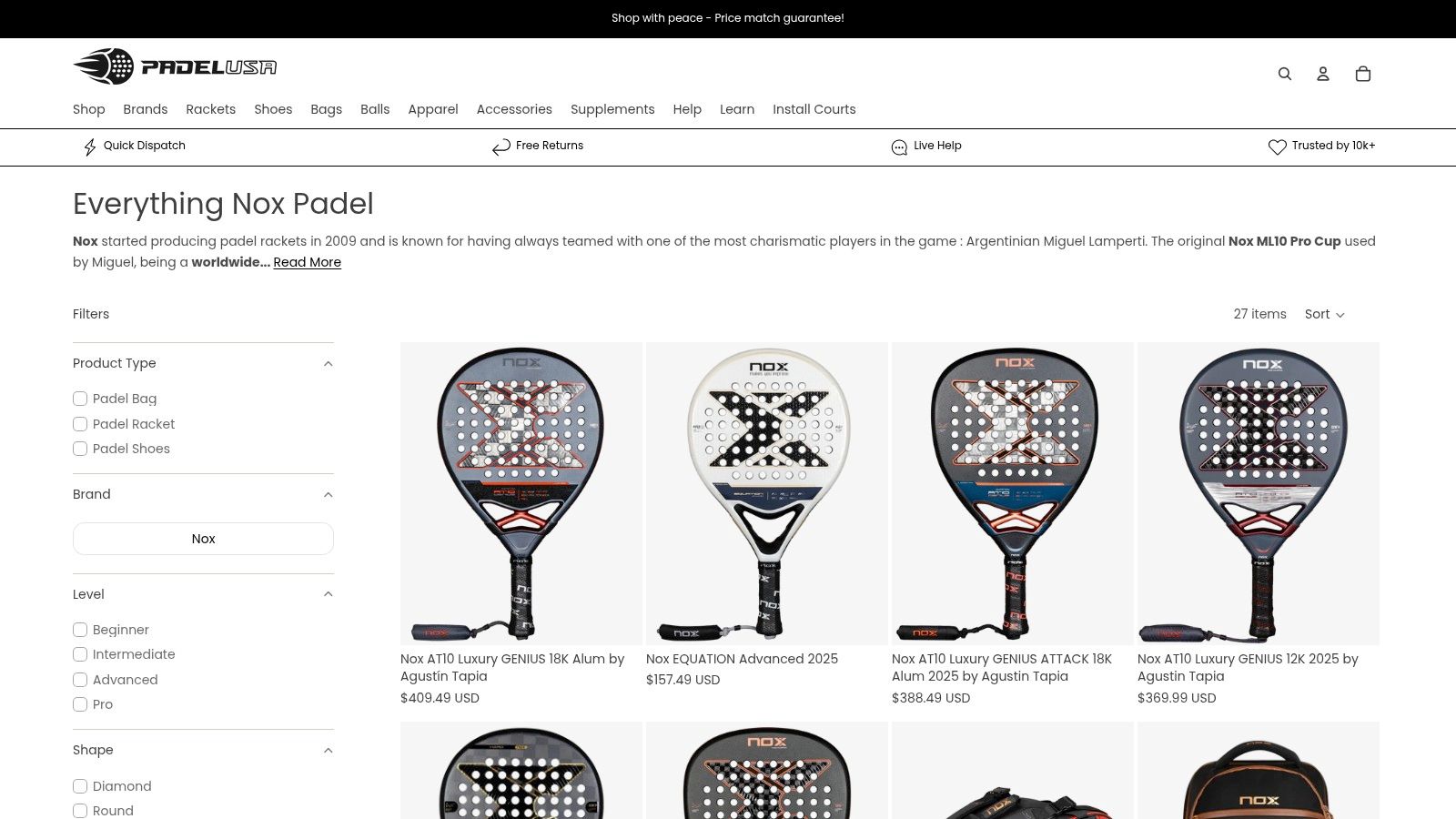 Padel USA (US specialist retailer)