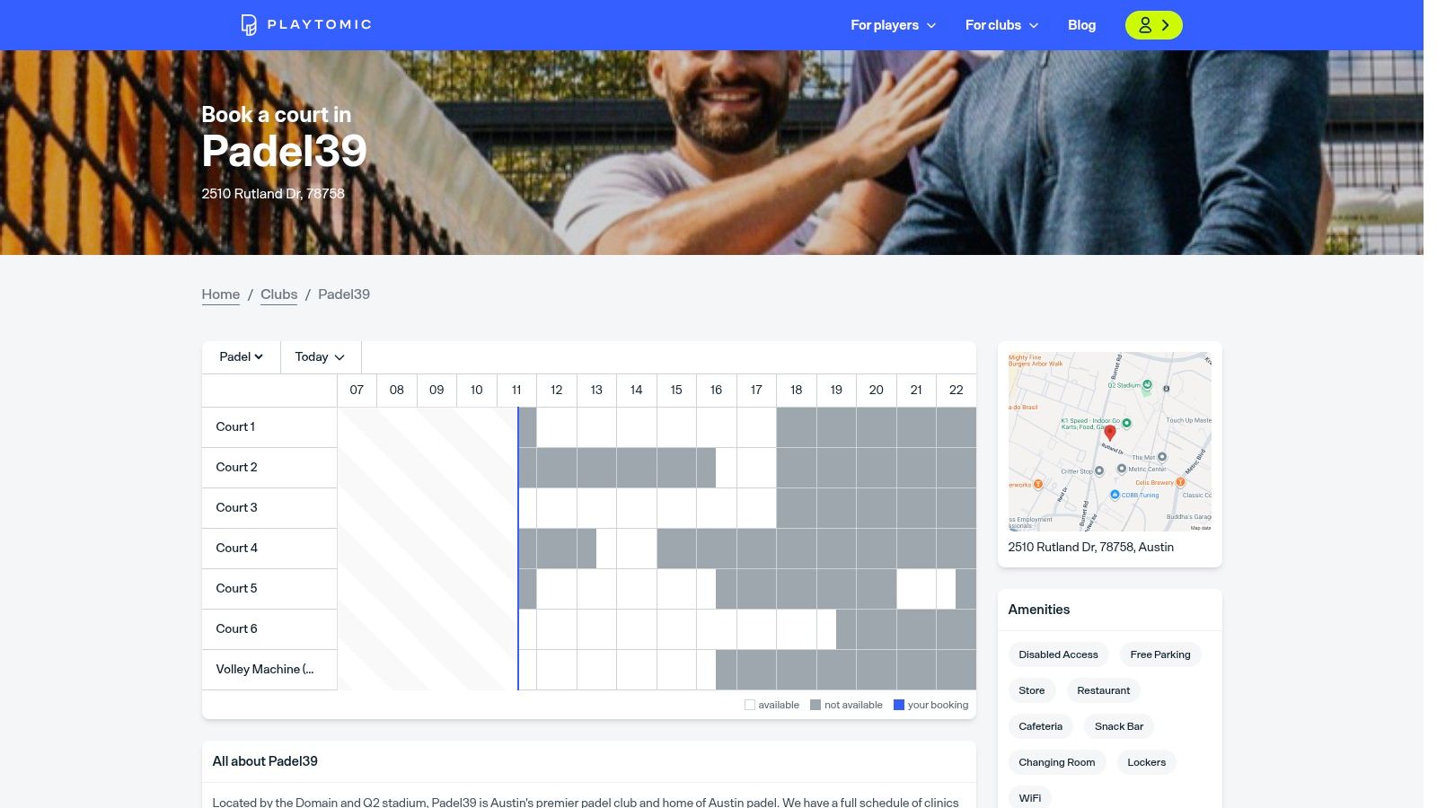 Playtomic – Padel39 booking page