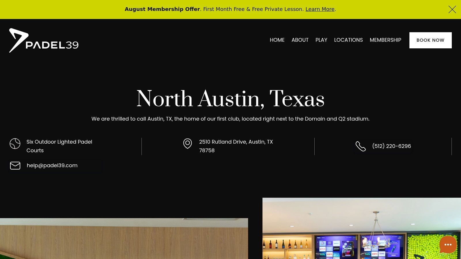 Padel39 (official Austin location page)