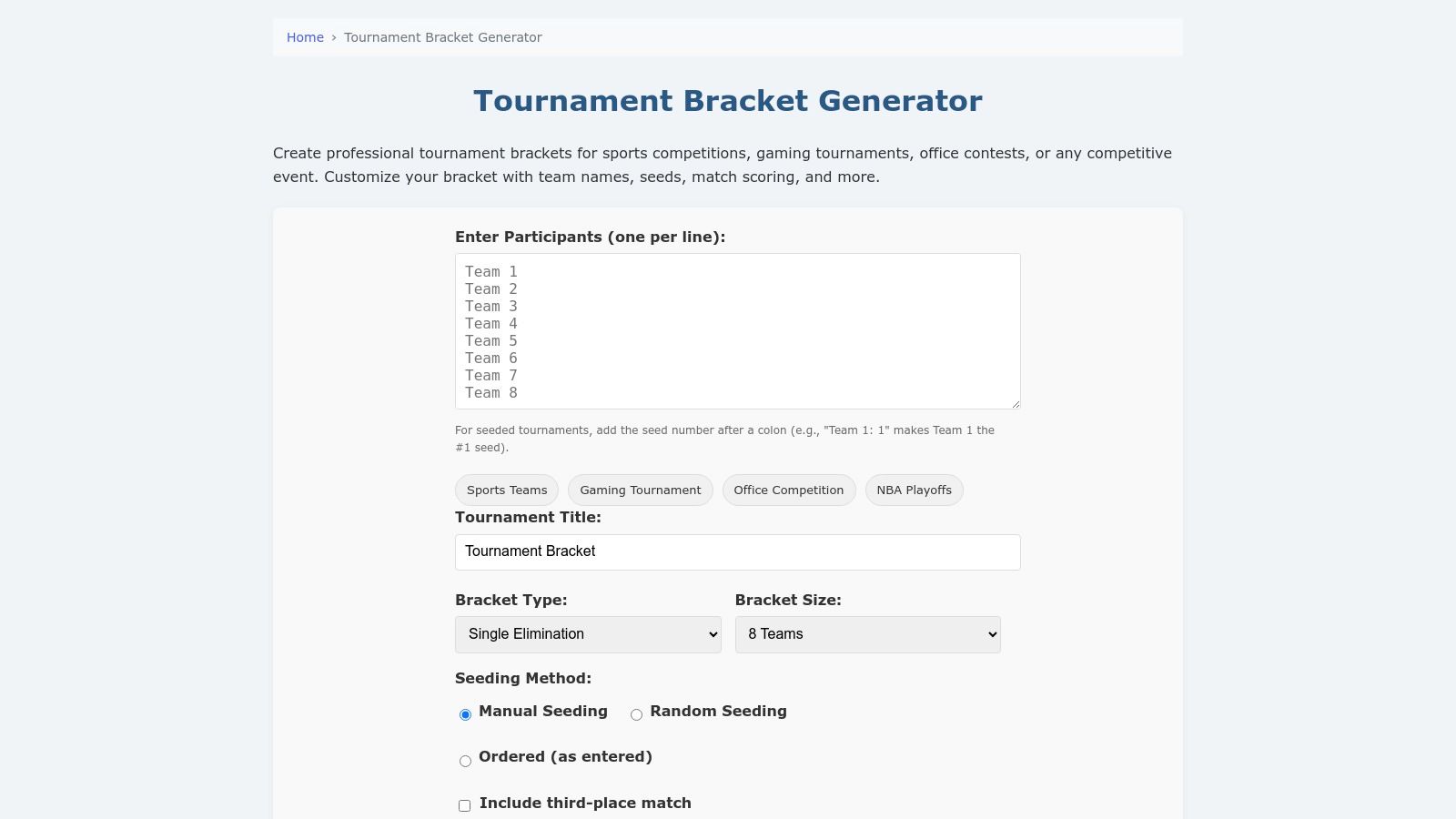 Tournament Bracket Generator by DecisionFlip
