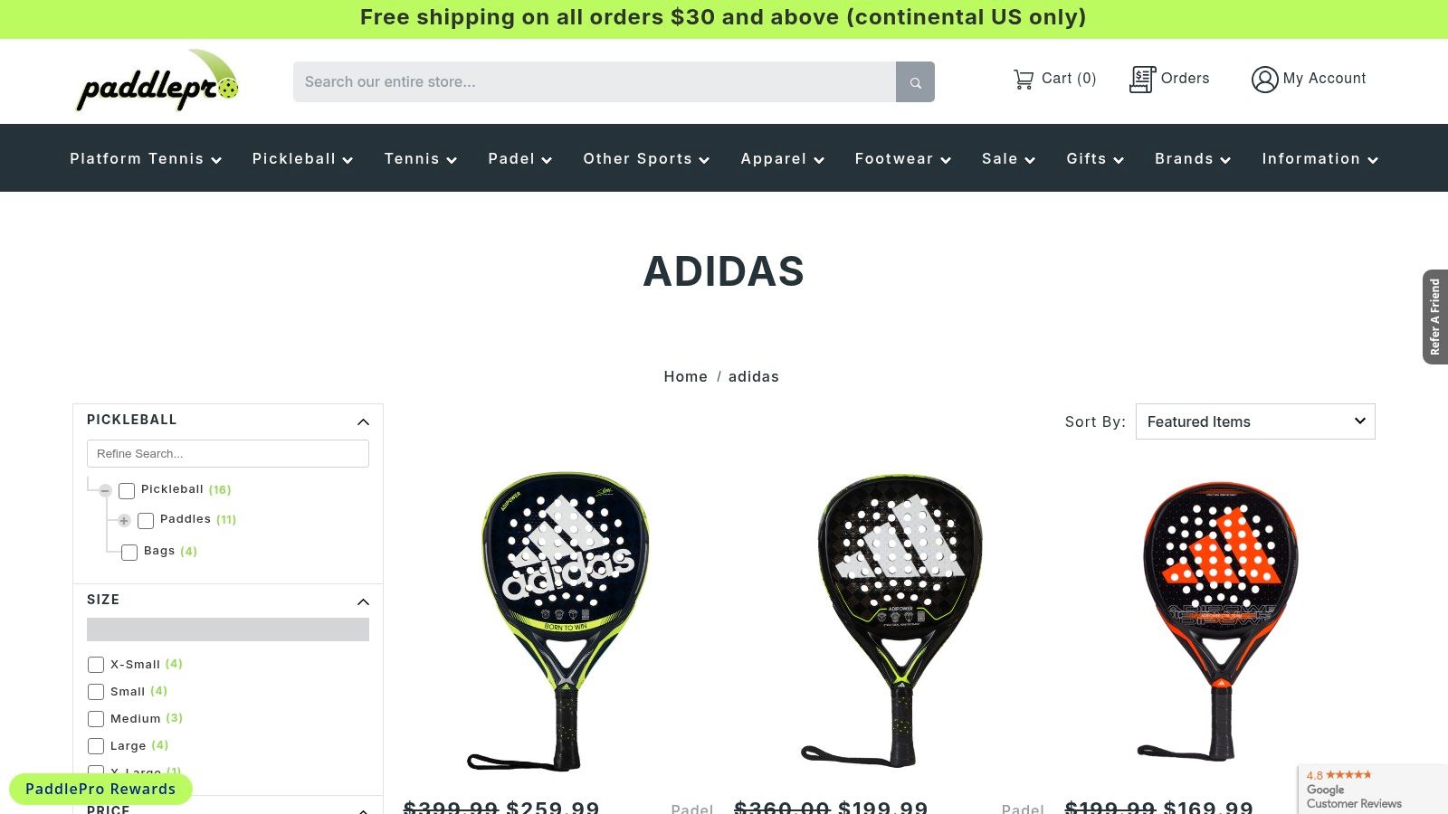 PaddlePro – US racket sports retailer with adidas padel