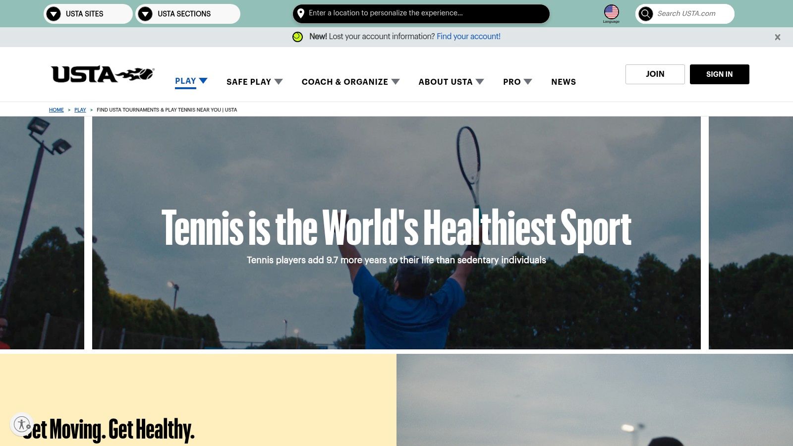 USTA “Find a Court”
