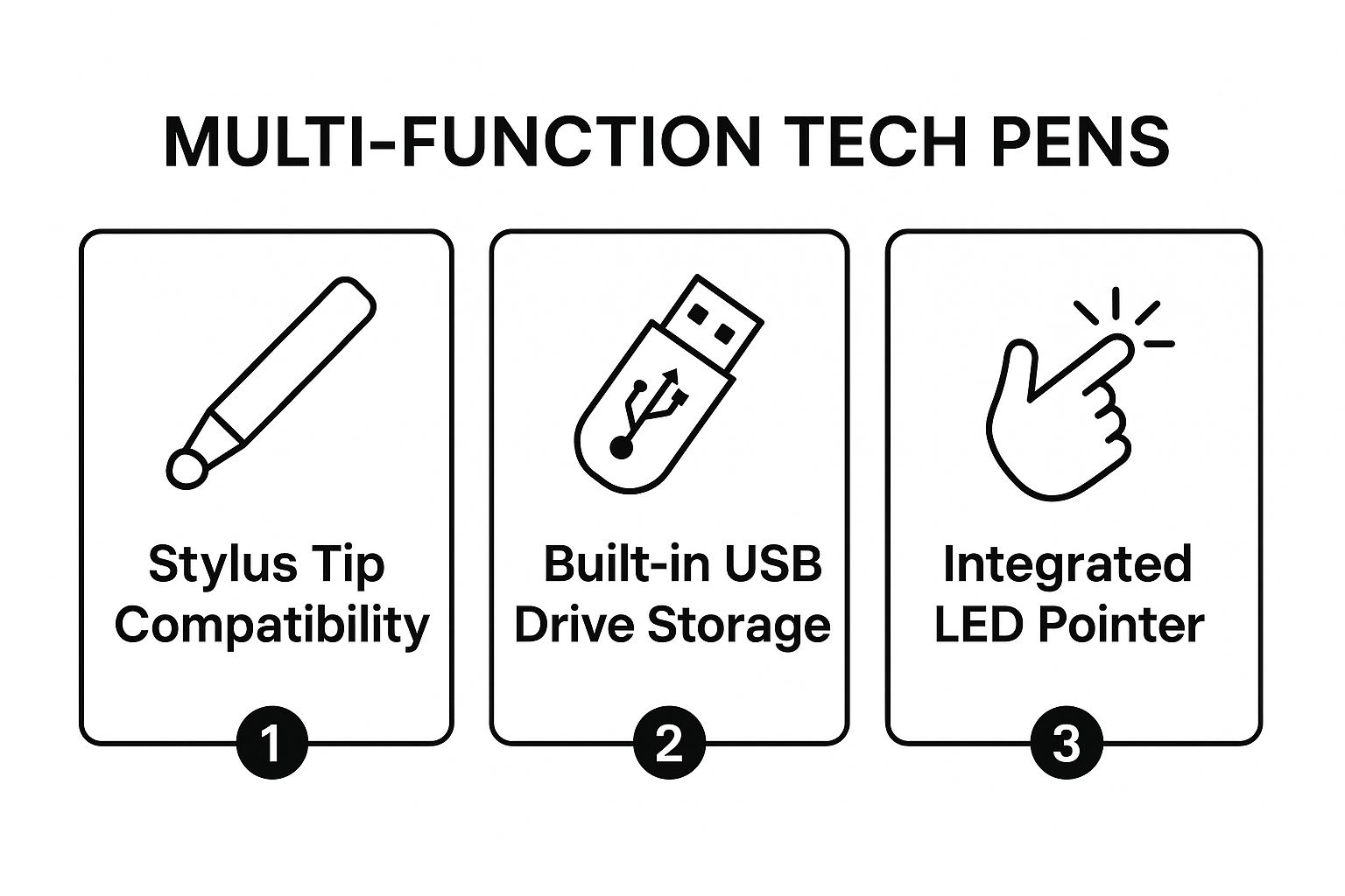 Infographic showing key data about Multi-Function Tech Pens