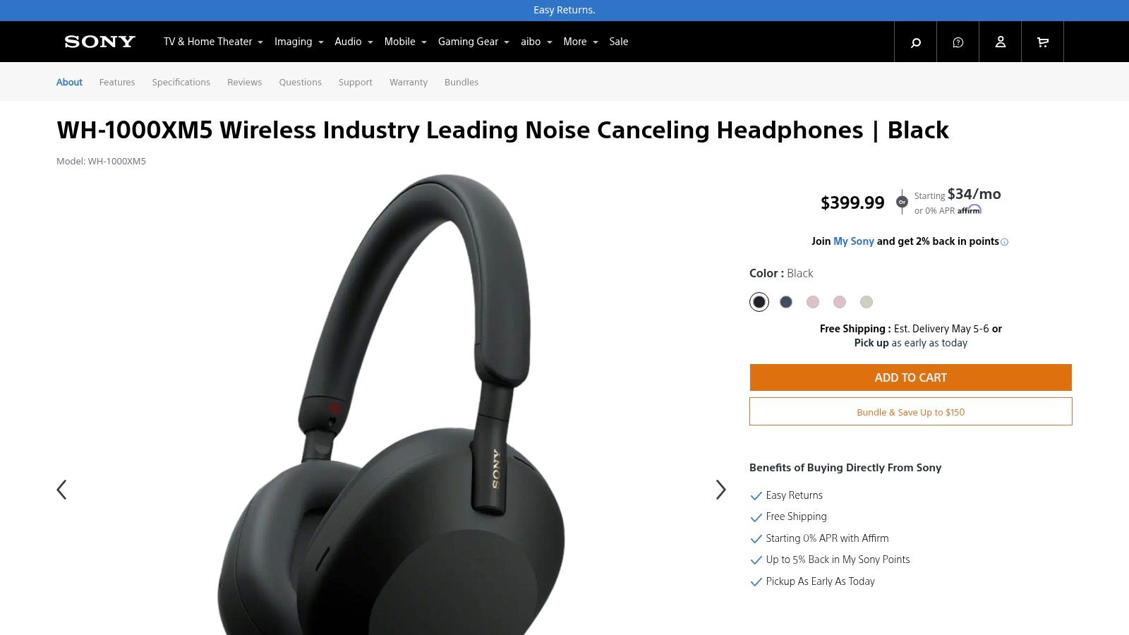Sony WH-1000XM5 Wireless Noise Cancelling Headphones