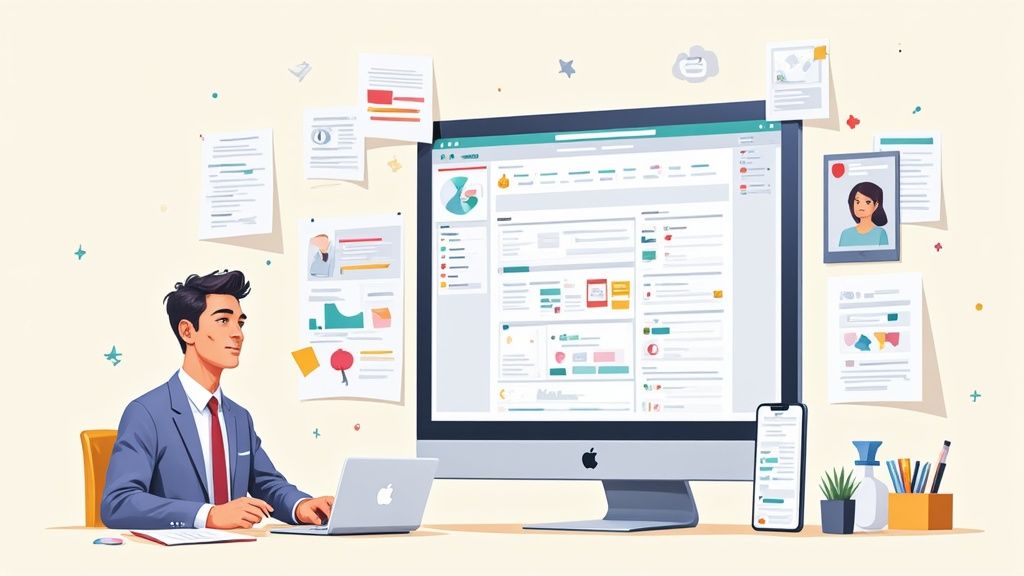 Eine Person plant Schichten an einem grossen Bildschirm mit einem online Schichtplaner