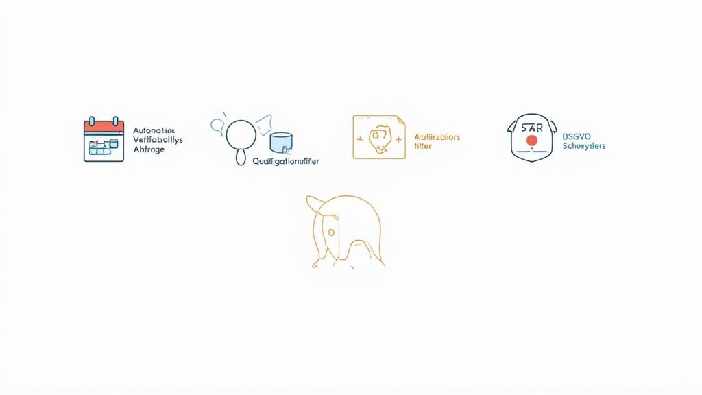 Eine Nahaufnahme eines digitalen Schichtplans auf einem Tablet, der Qualifikationen und Verfügbarkeiten von Mitarbeitenden zeigt.