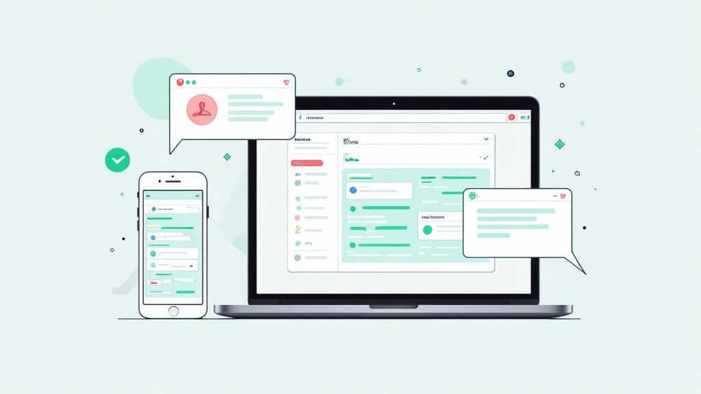 Digitale Schichtplanungs-Software auf Laptop und Smartphone zeigt Mitarbeiterverwaltung und Kommunikationsfunktionen für Events