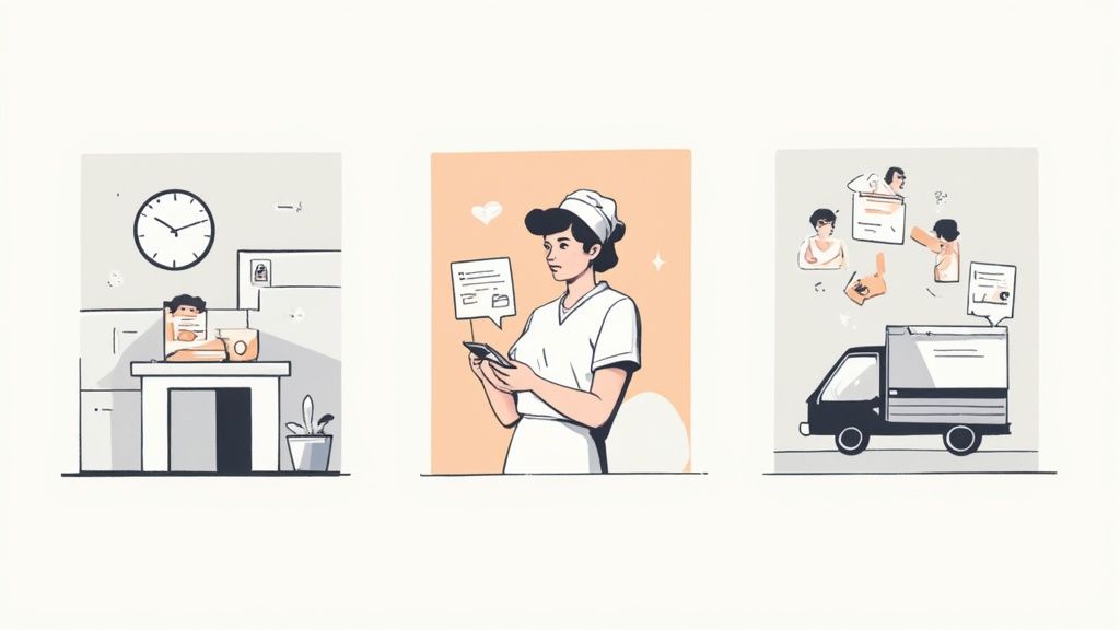 Mitarbeiter bei der Arbeit in verschiedenen Branchen