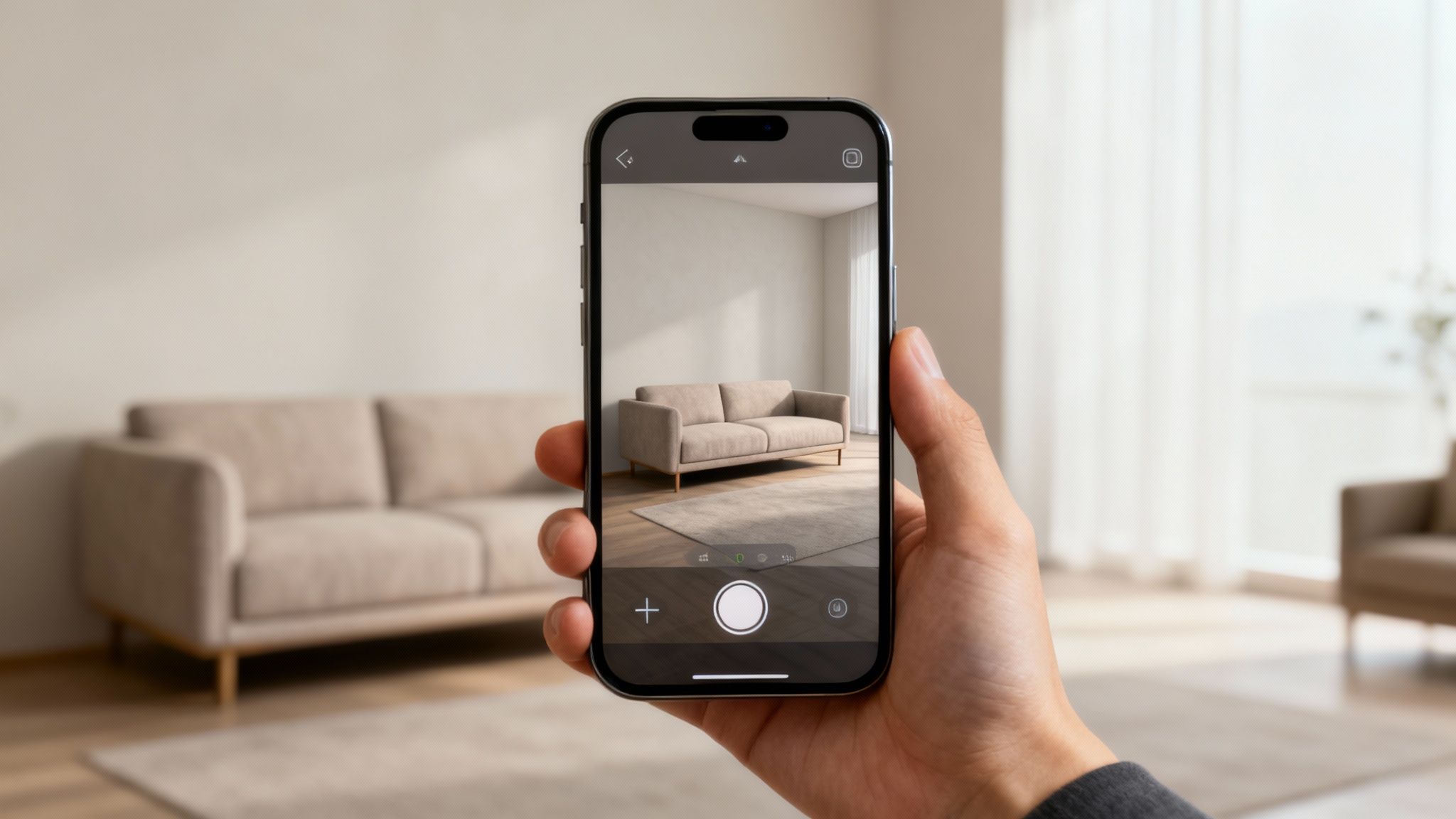 A person using a smartphone to view a 3D model of a product, illustrating the future of interactive ecommerce.