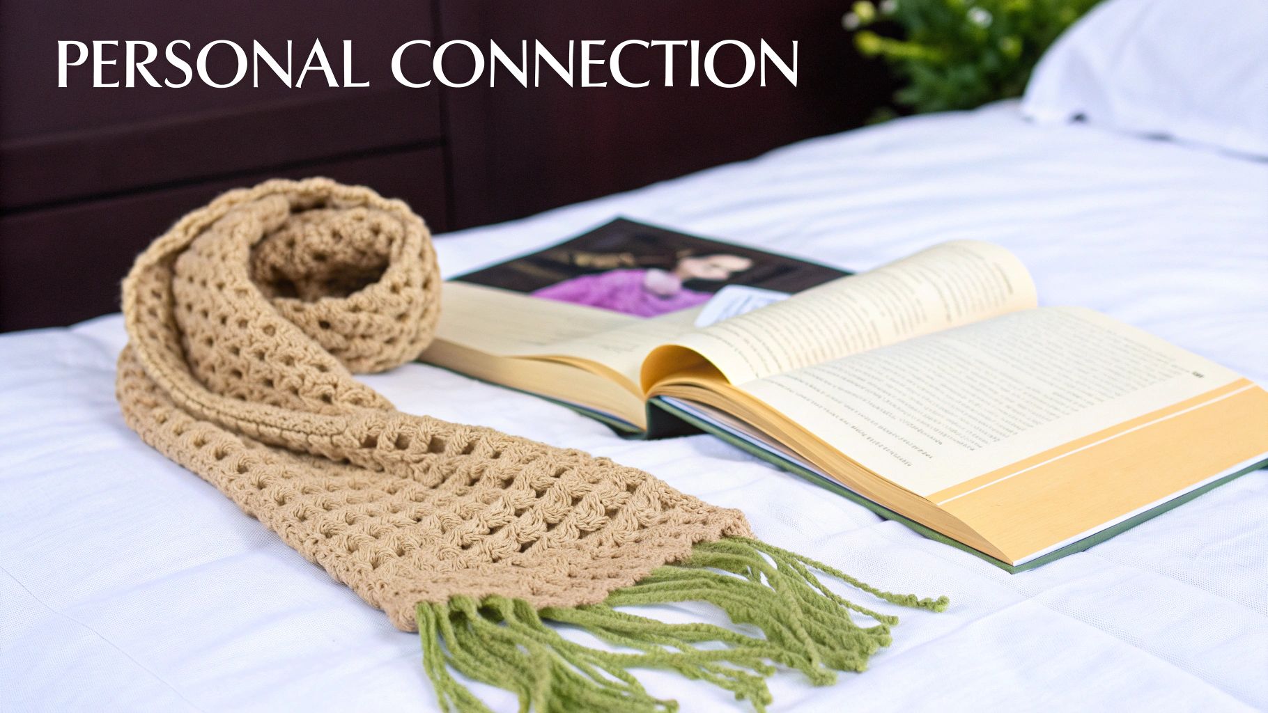 A person’s hands carefully crocheting a small, colorful item, with balls of yarn nearby.