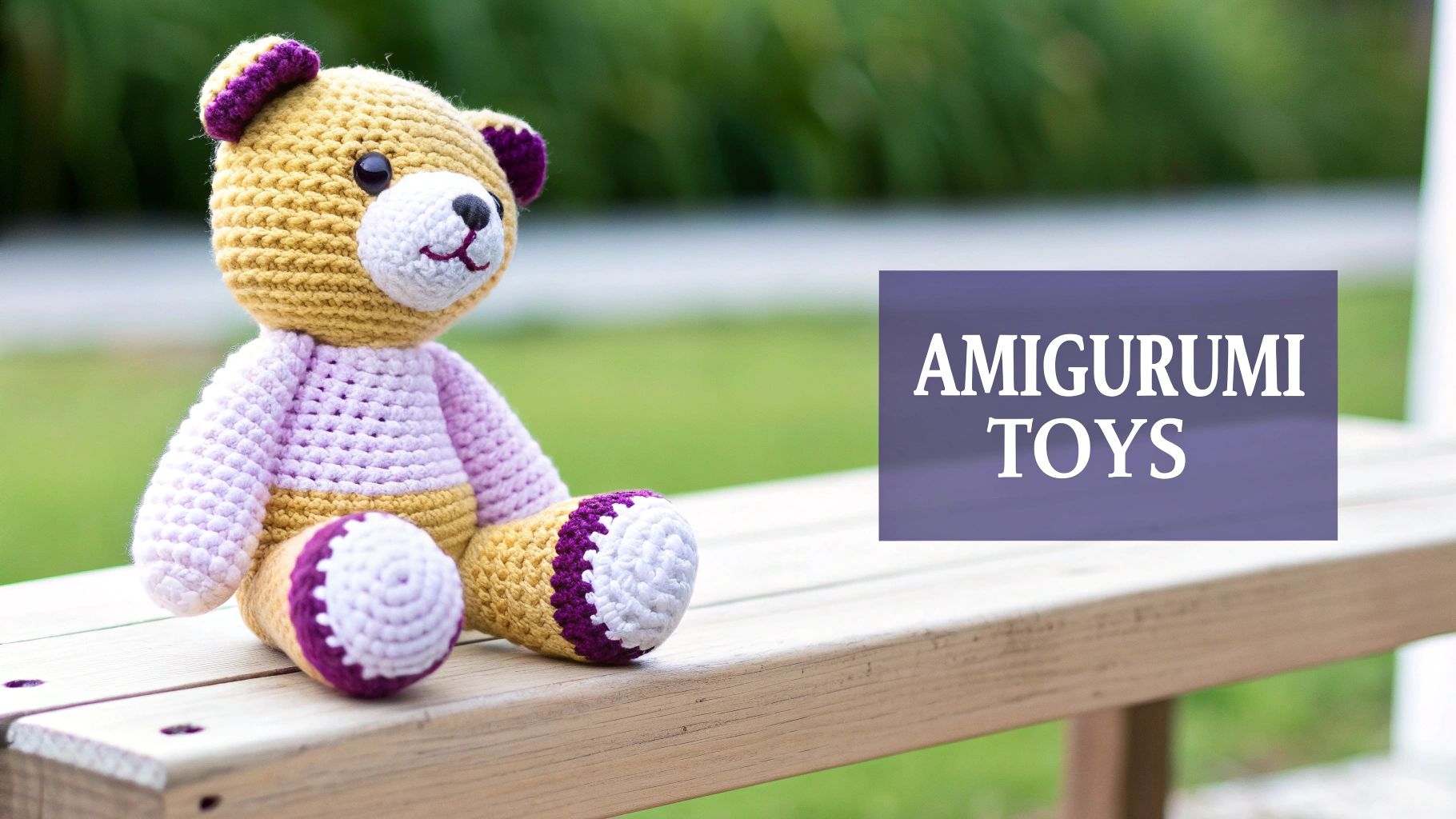 A collection of colorful crocheted amigurumi animals, including a bear, a bunny, and a dinosaur, showcasing different designs.