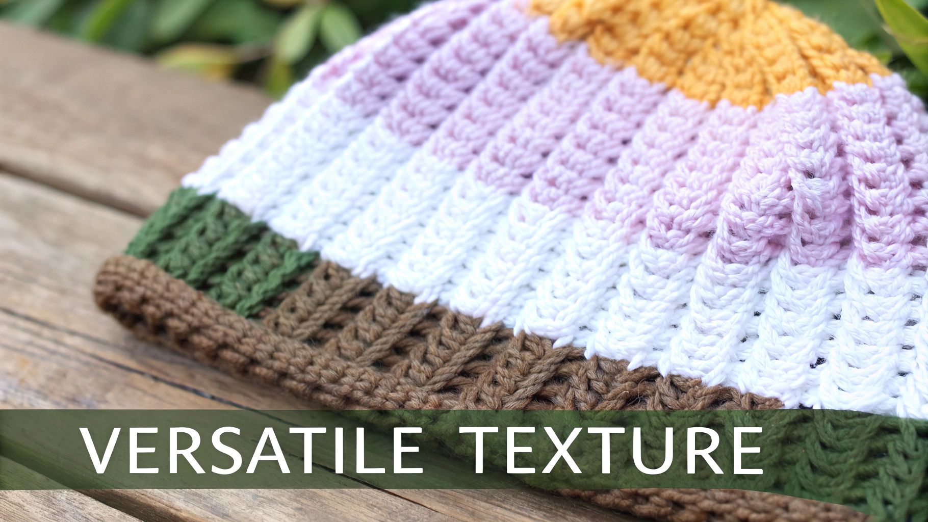 Close-up of a cozy, textured crochet blanket showcasing front post double crochet ribbing.