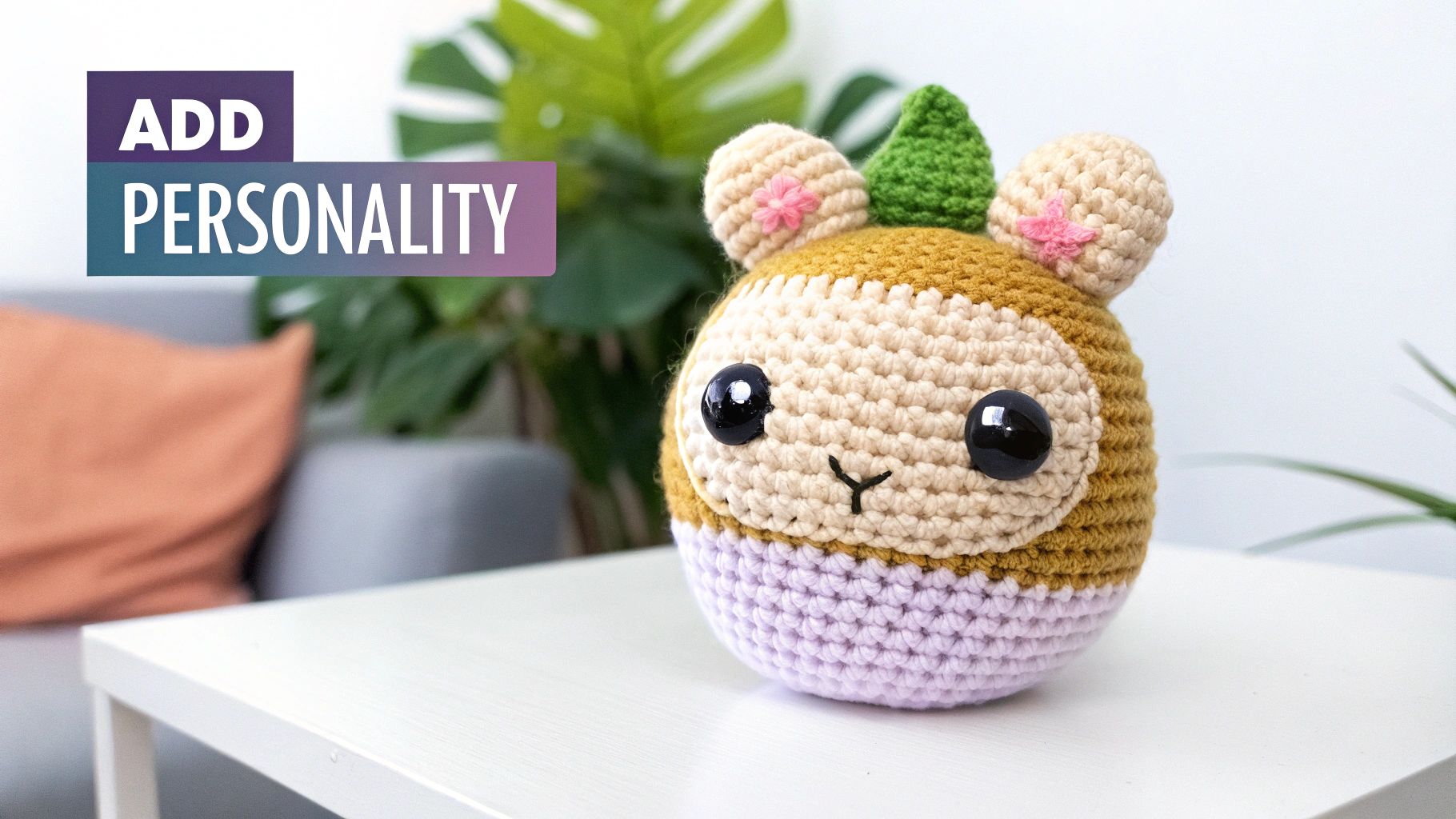 A close-up of different sizes and colors of amigurumi safety eyes arranged neatly.