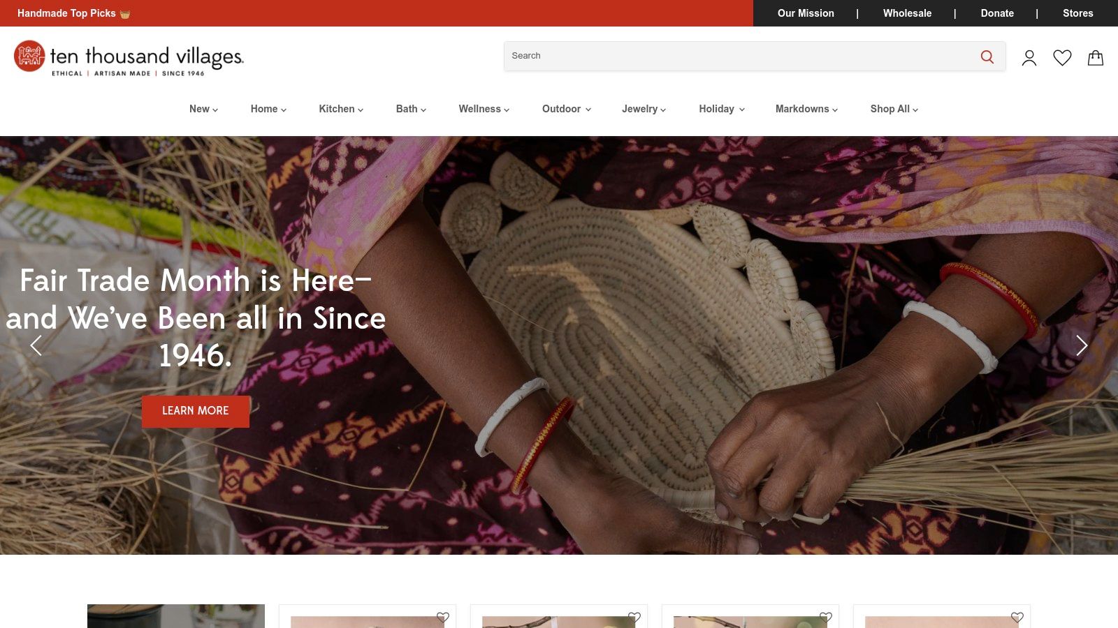 A collection of ethically sourced, handcrafted home goods and accessories from Ten Thousand Villages.