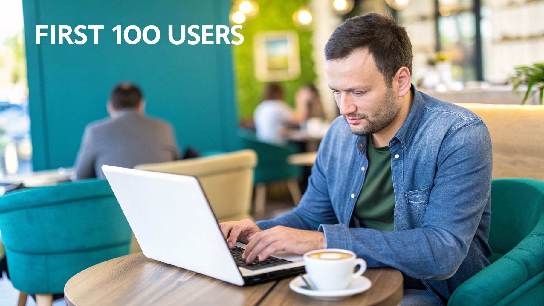 A person actively searching on a laptop, representing finding users online.