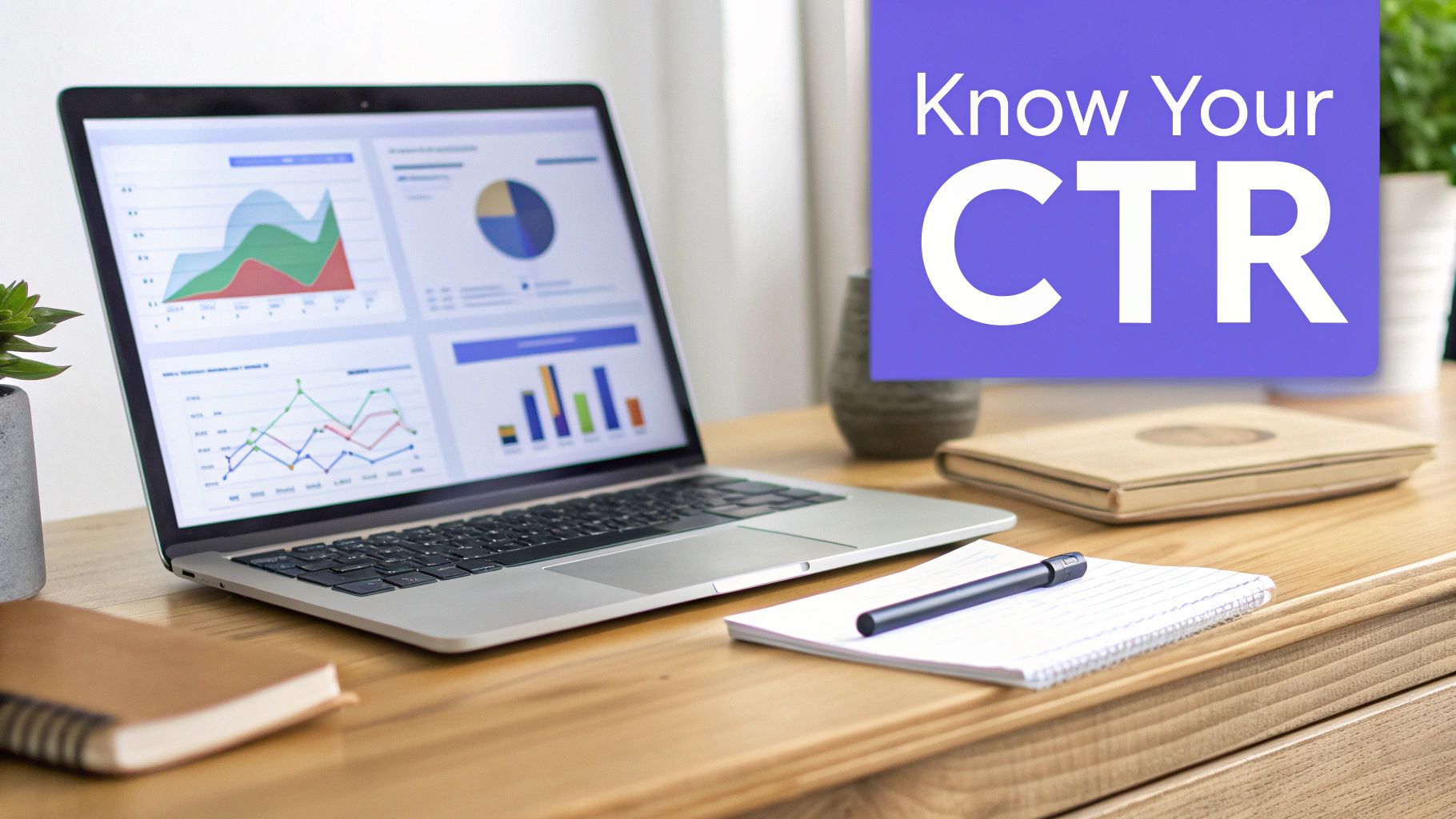 A person pointing at a screen showing a graph with an upward trend, symbolizing growth in click-through rates.