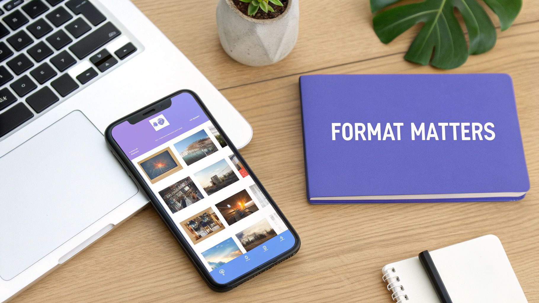 A person's hands holding a phone, creating visually engaging social media content.