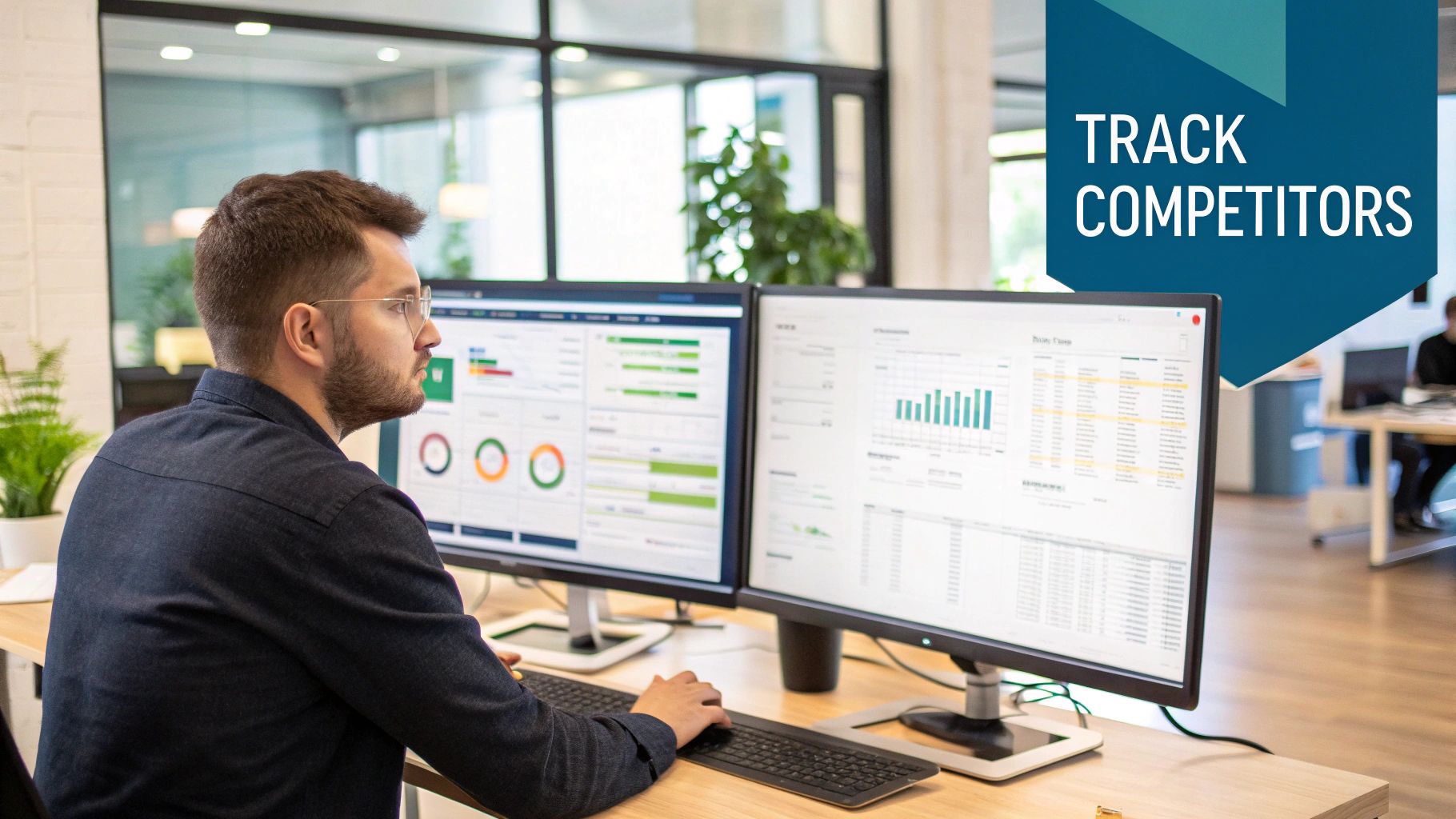 A strategic dashboard showing competitor data and market trends.