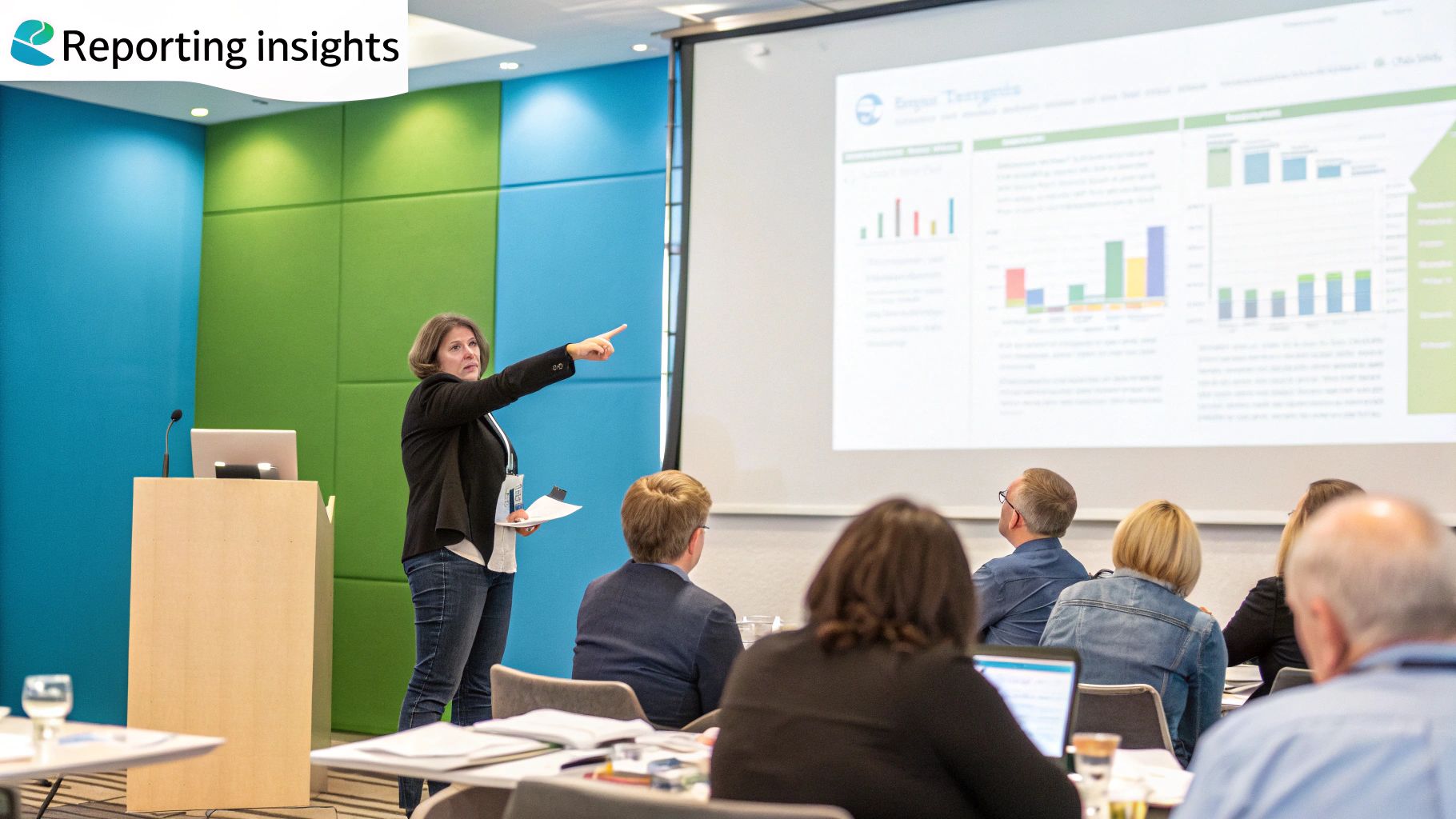 A person writing on a calendar, planning their brand tracking activities for the month.