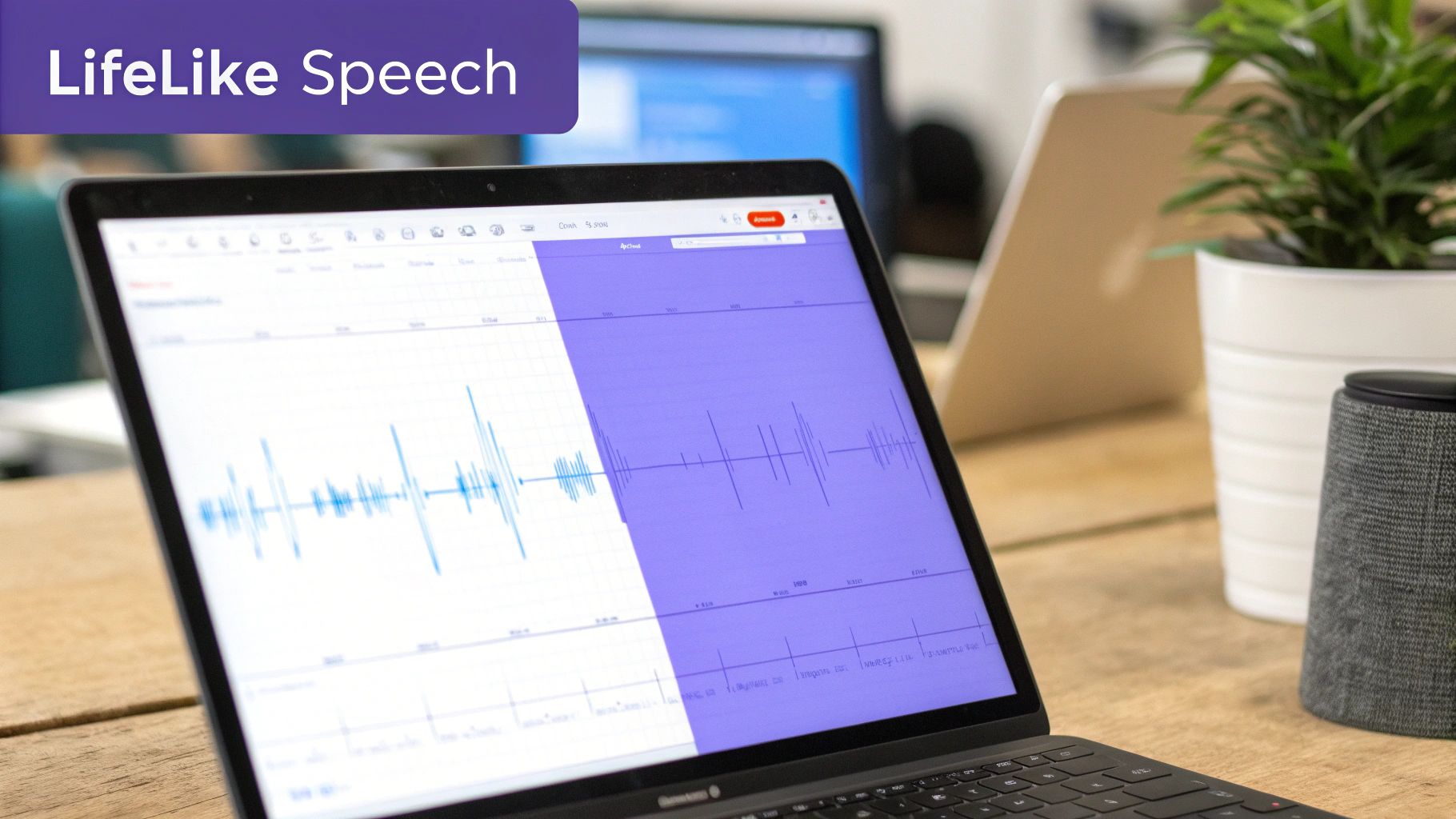 A visual representation of a neural network with sound waves, illustrating the process of creating AI voices.