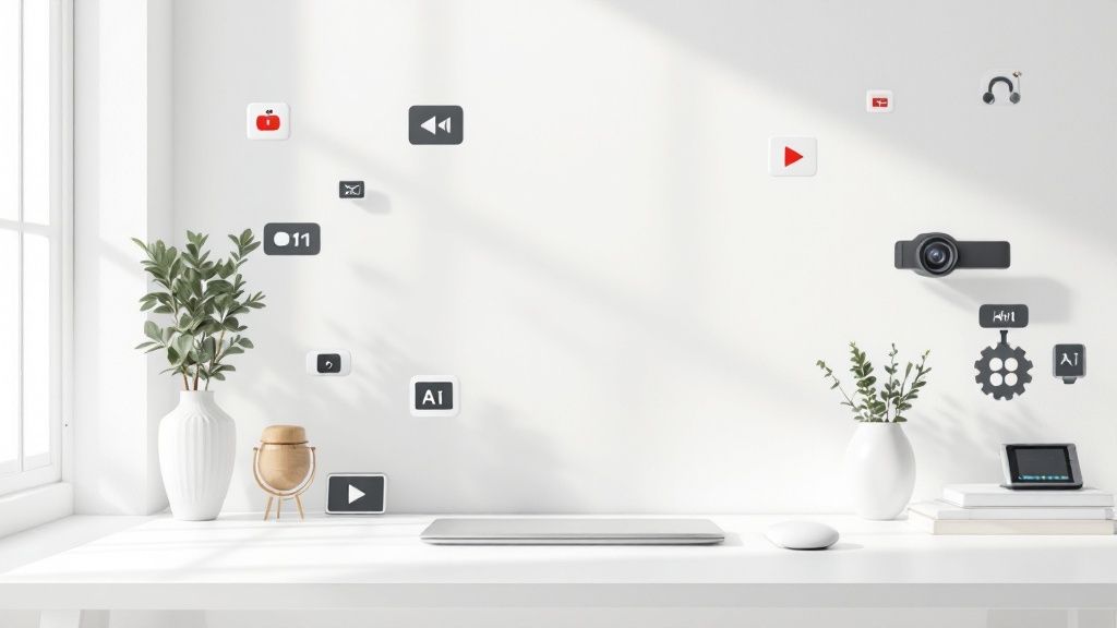A calendar with checkmarks indicating a 30-day plan to automate product demo videos