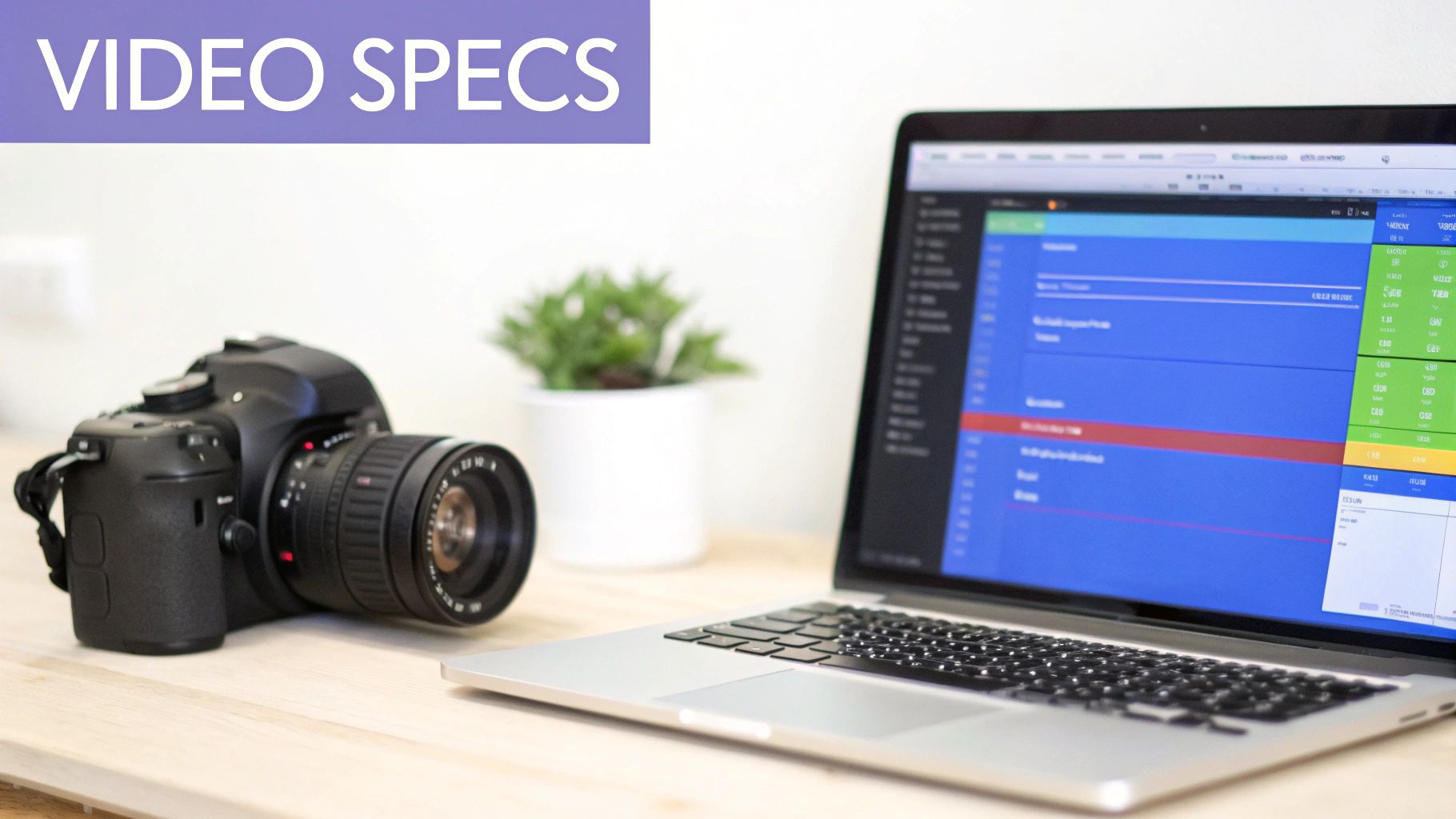 Abstract image showing colorful geometric shapes representing video specifications.
