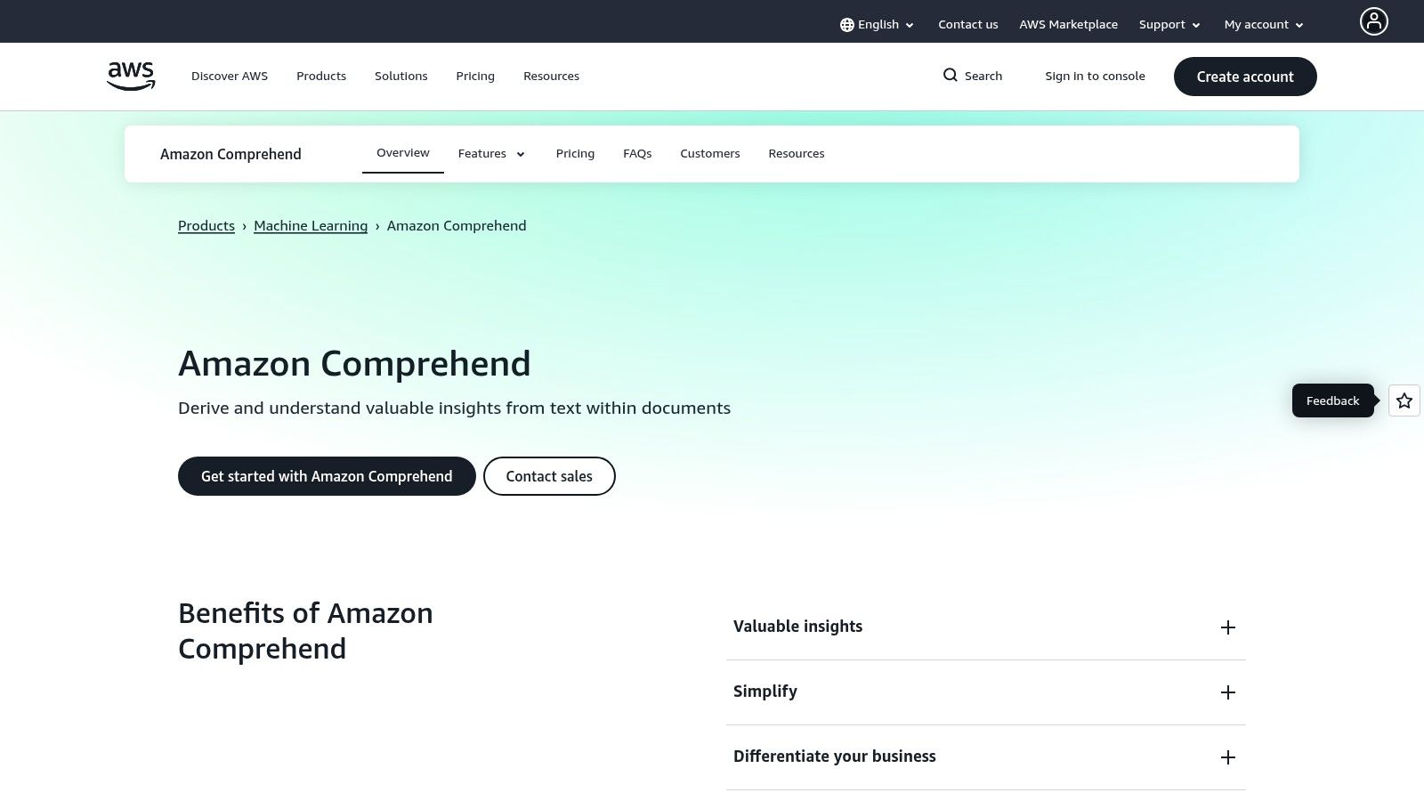 Amazon Web Services - Amazon Comprehend
