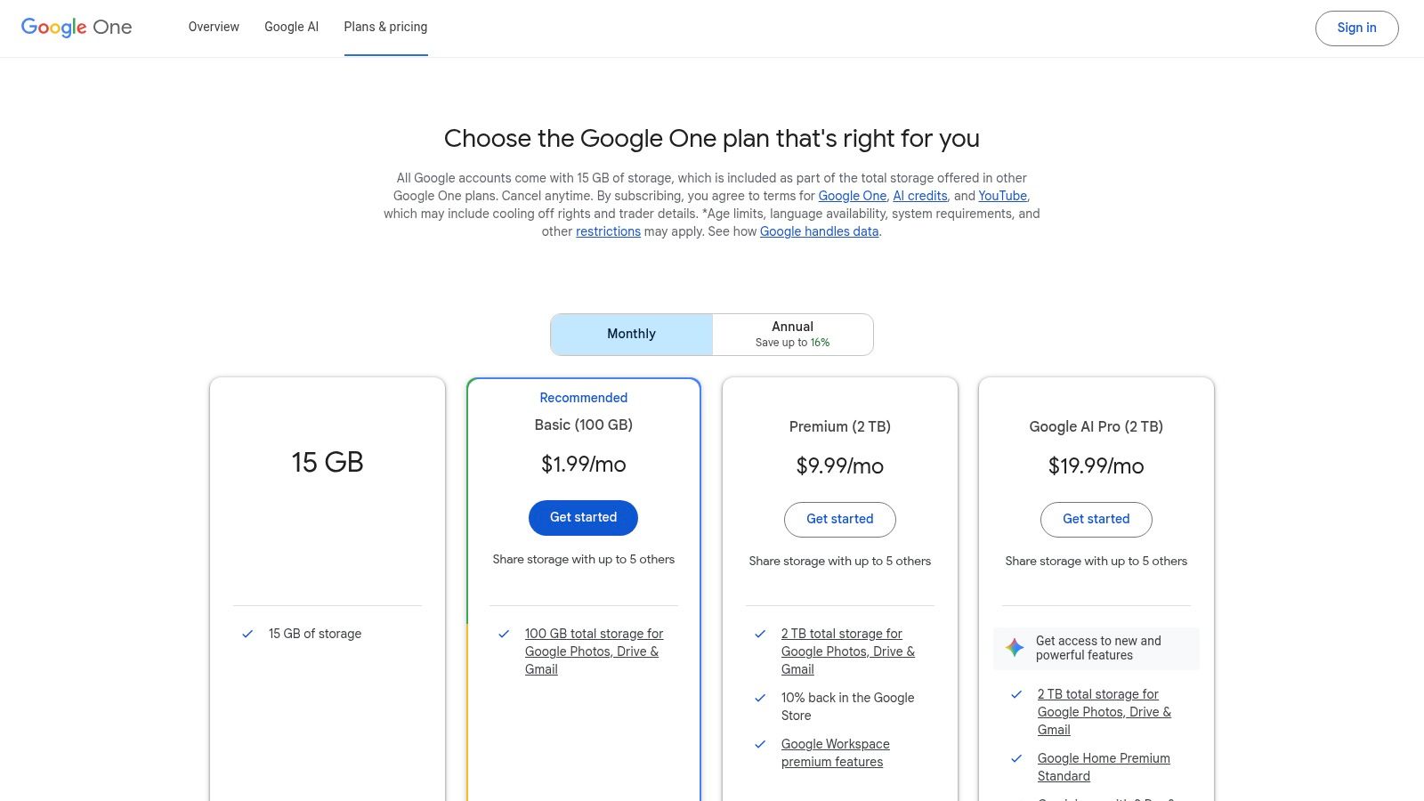 Google — Gemini (via Google One AI Pro/Ultra)