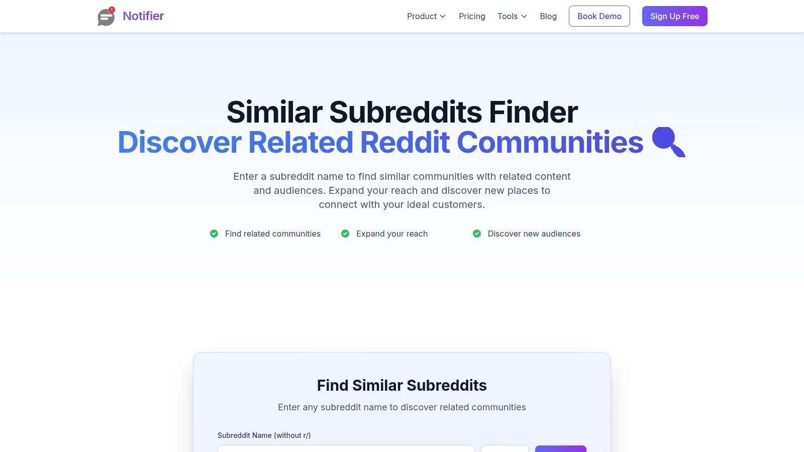 Notifier Similar Subreddits Finder