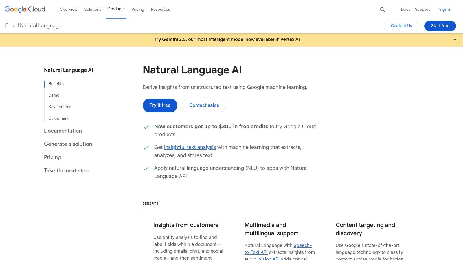 Google Cloud Natural Language API
