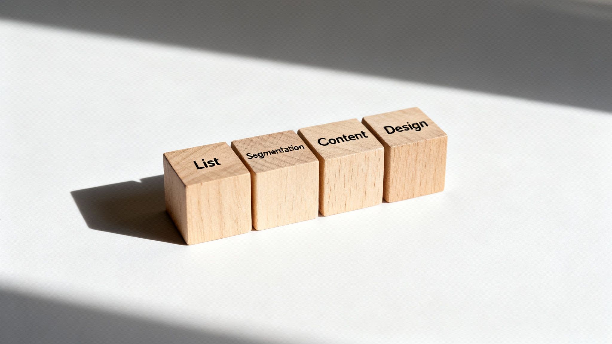 A person arranging colourful blocks on a desk, symbolising the components of a campaign