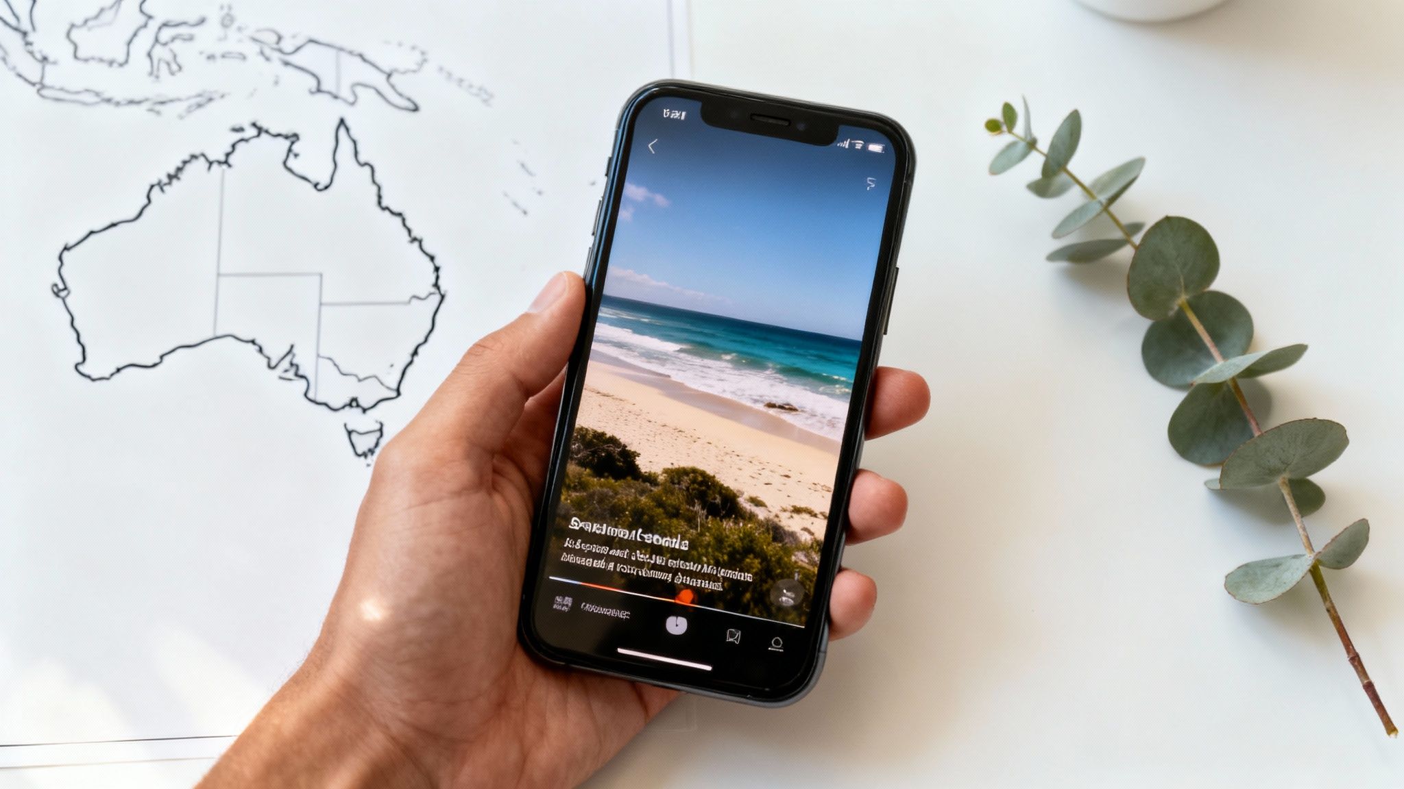 A woman using her phone to browse social media, representing the Australian digital landscape.
