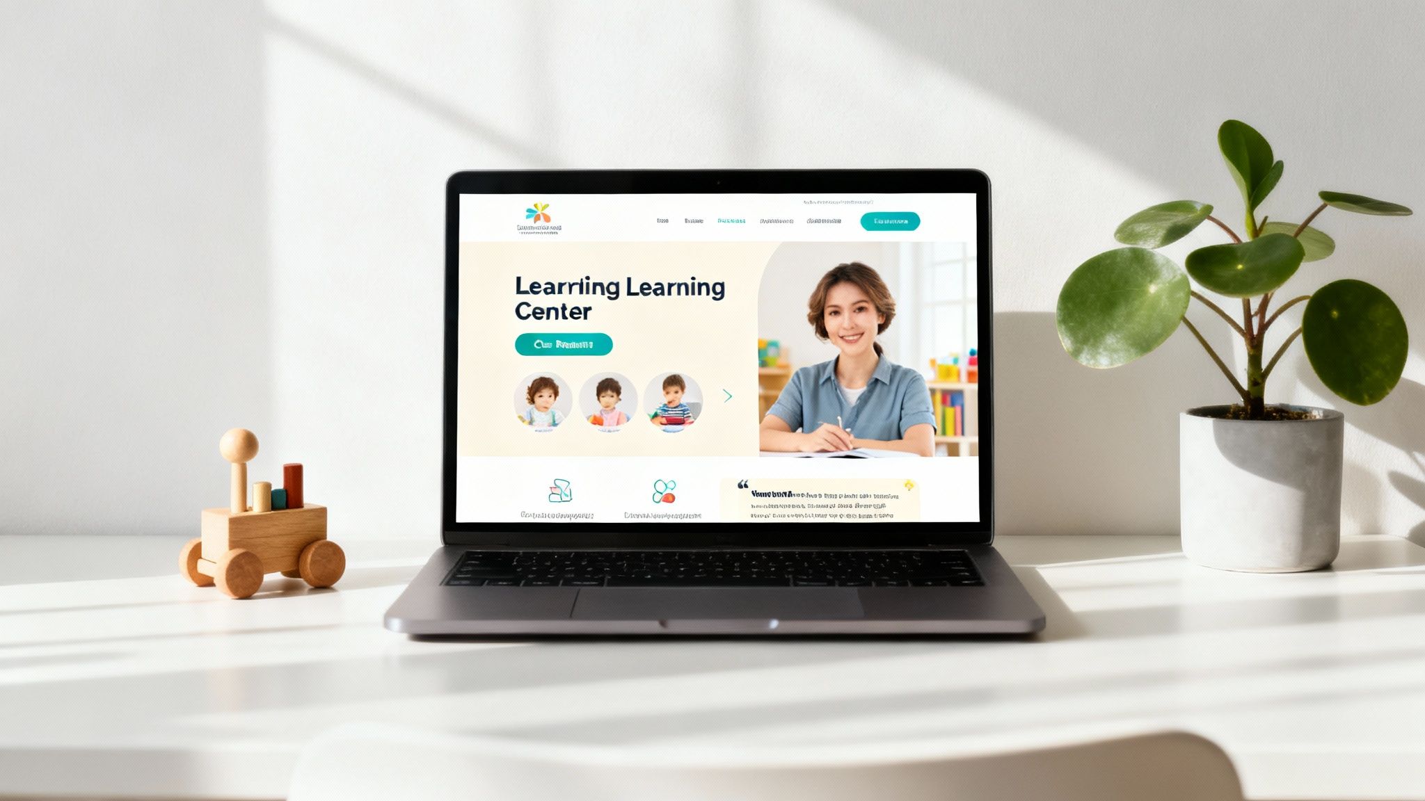 A parent and child happily looking at a tablet together, planning their future at an early learning centre.
