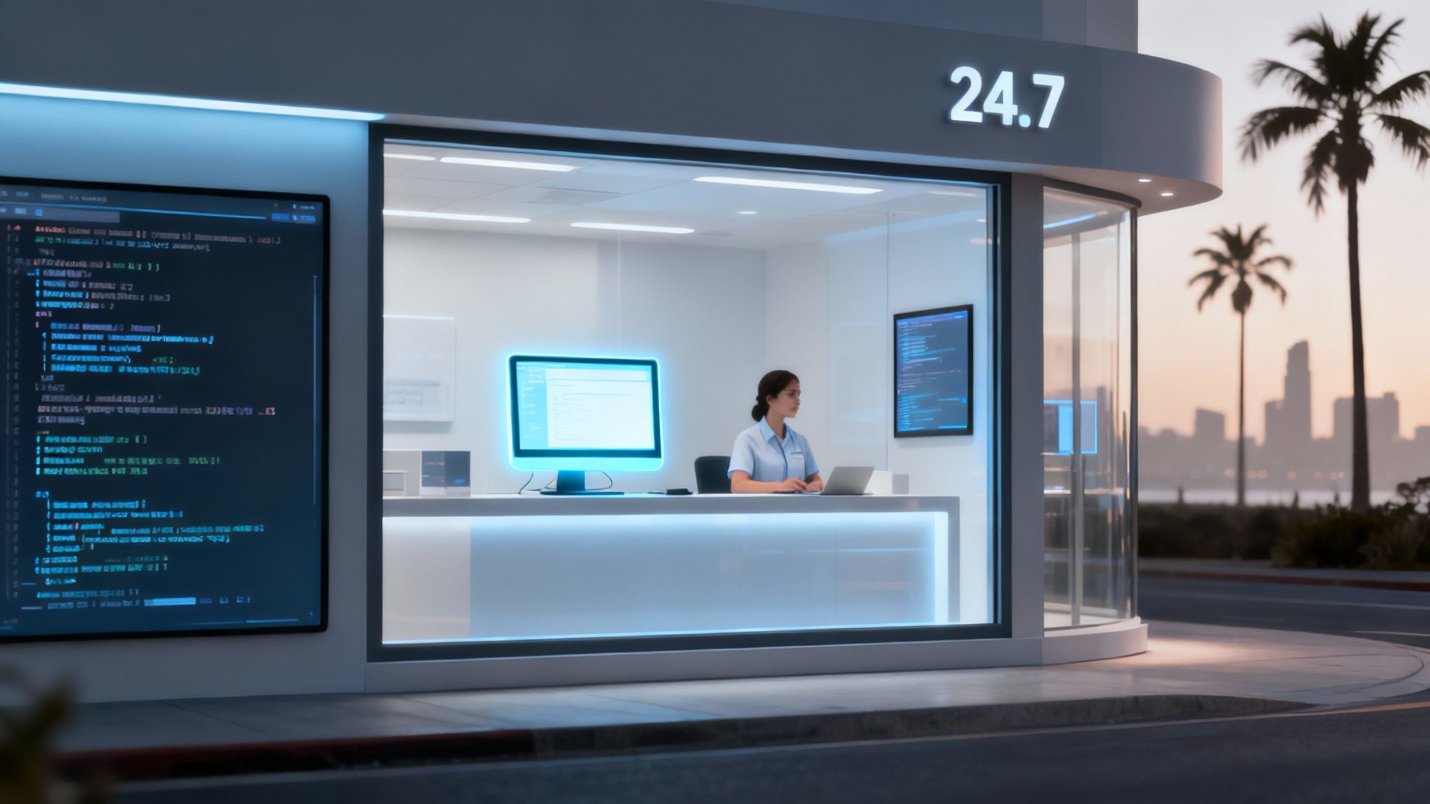 A modern, responsive website design displayed on a laptop screen.