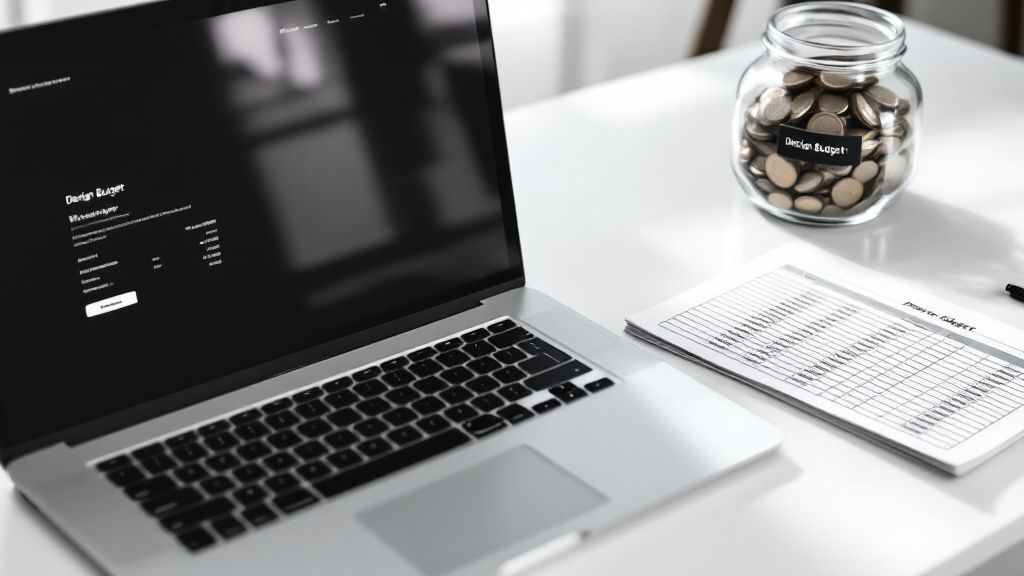 A magnifying glass hovering over a calculator and financial documents, highlighting hidden fees.