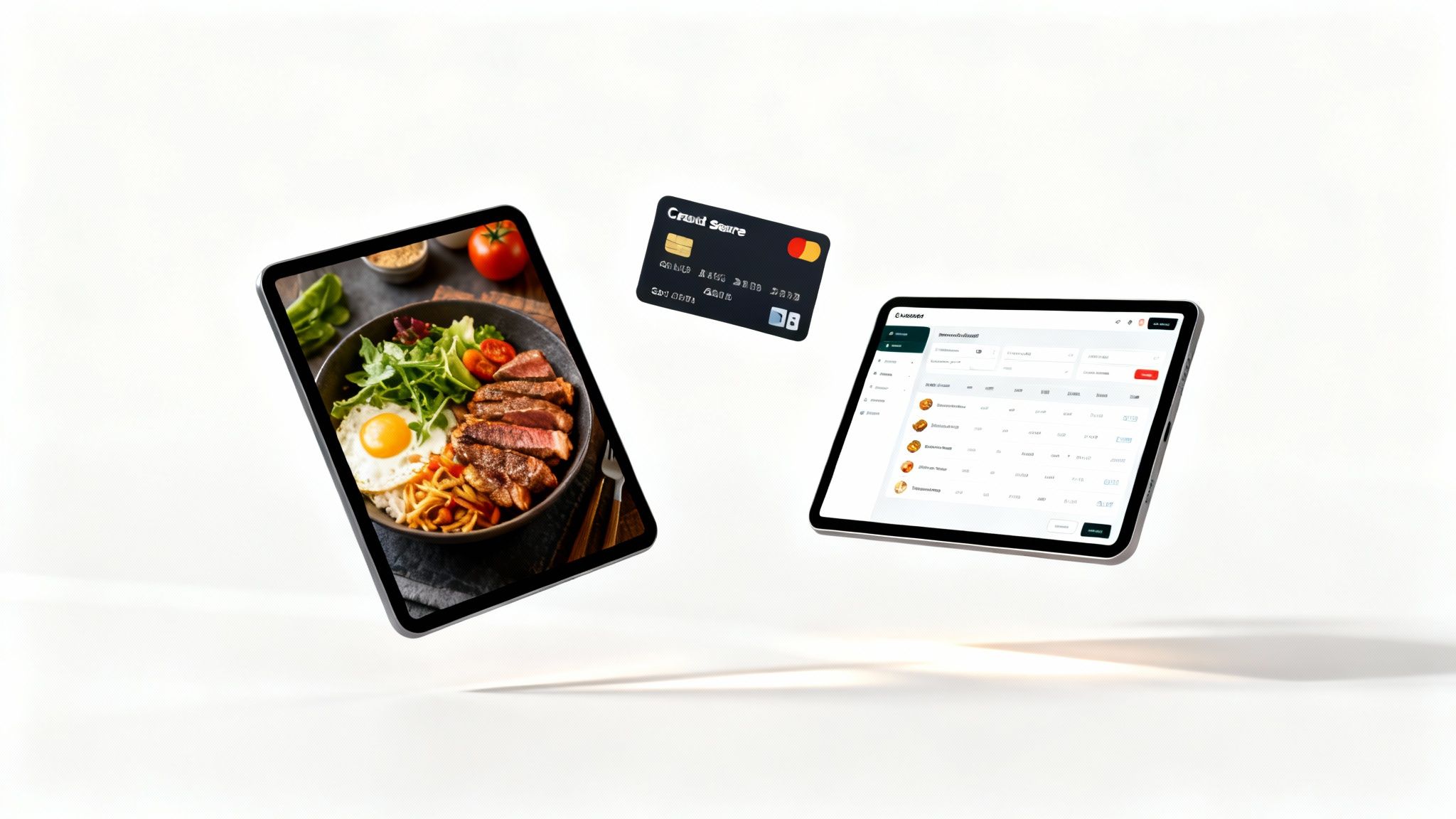 A visually appealing online menu displayed on a tablet and smartphone