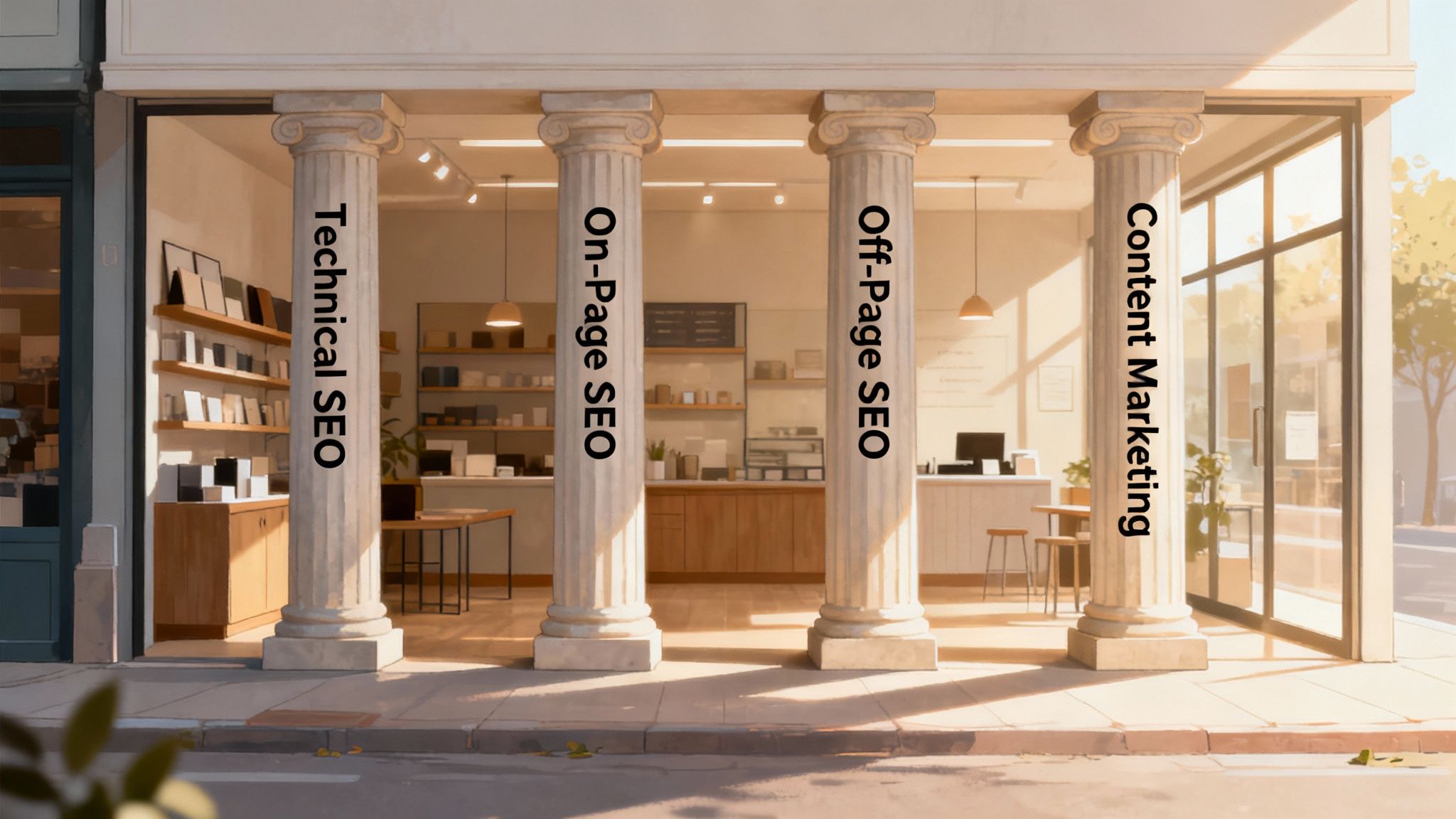 A diagram showing the different components of a standard SEO package